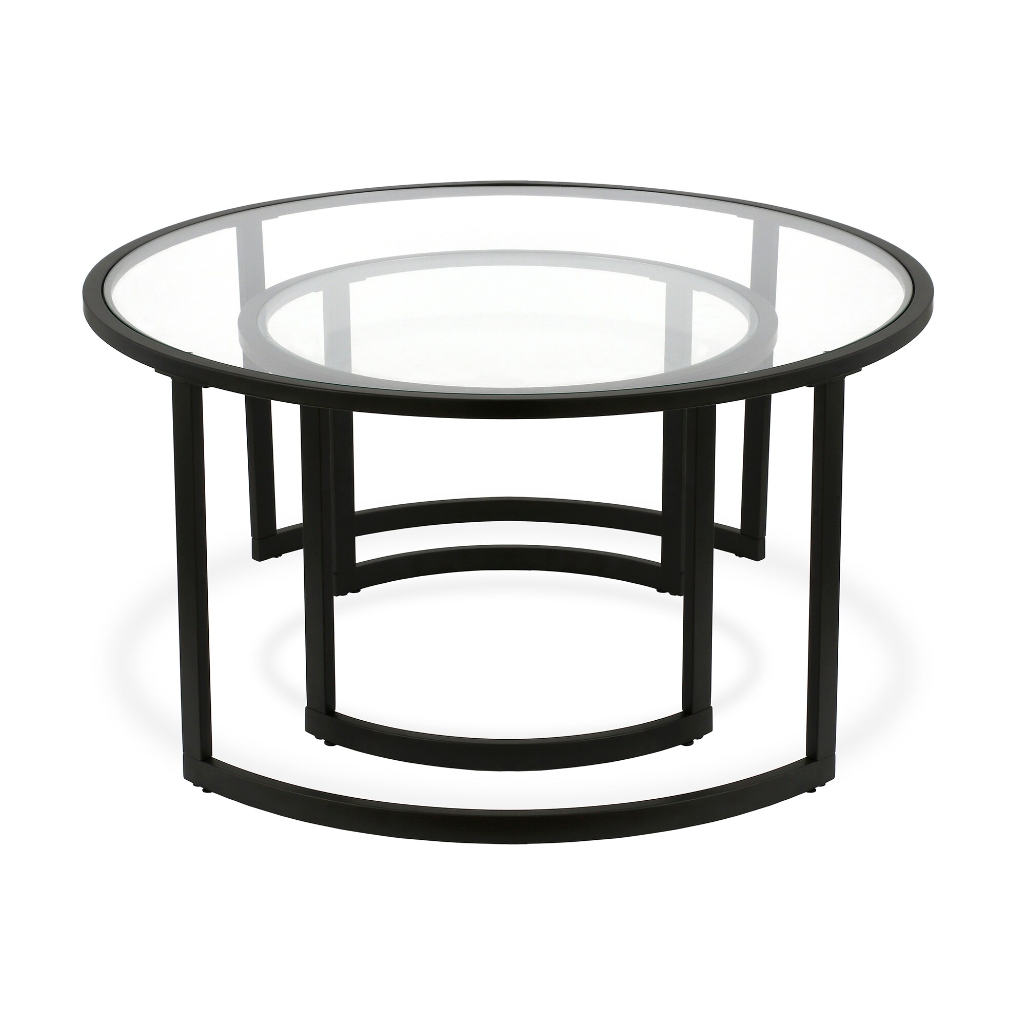 Eclipse 36" Blackened Bronze Metal & Glass Round Nesting Coffee Tables