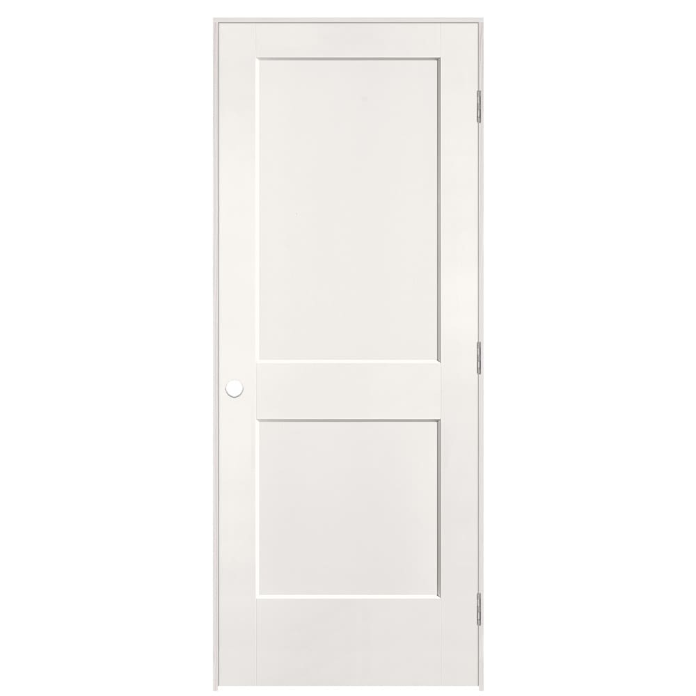 Masonite 895950 32-in x 80-in White Solid core 2-panel square Left hand Smooth Prefinished Molded composite Flat Jamb Single Prehung Interior Door