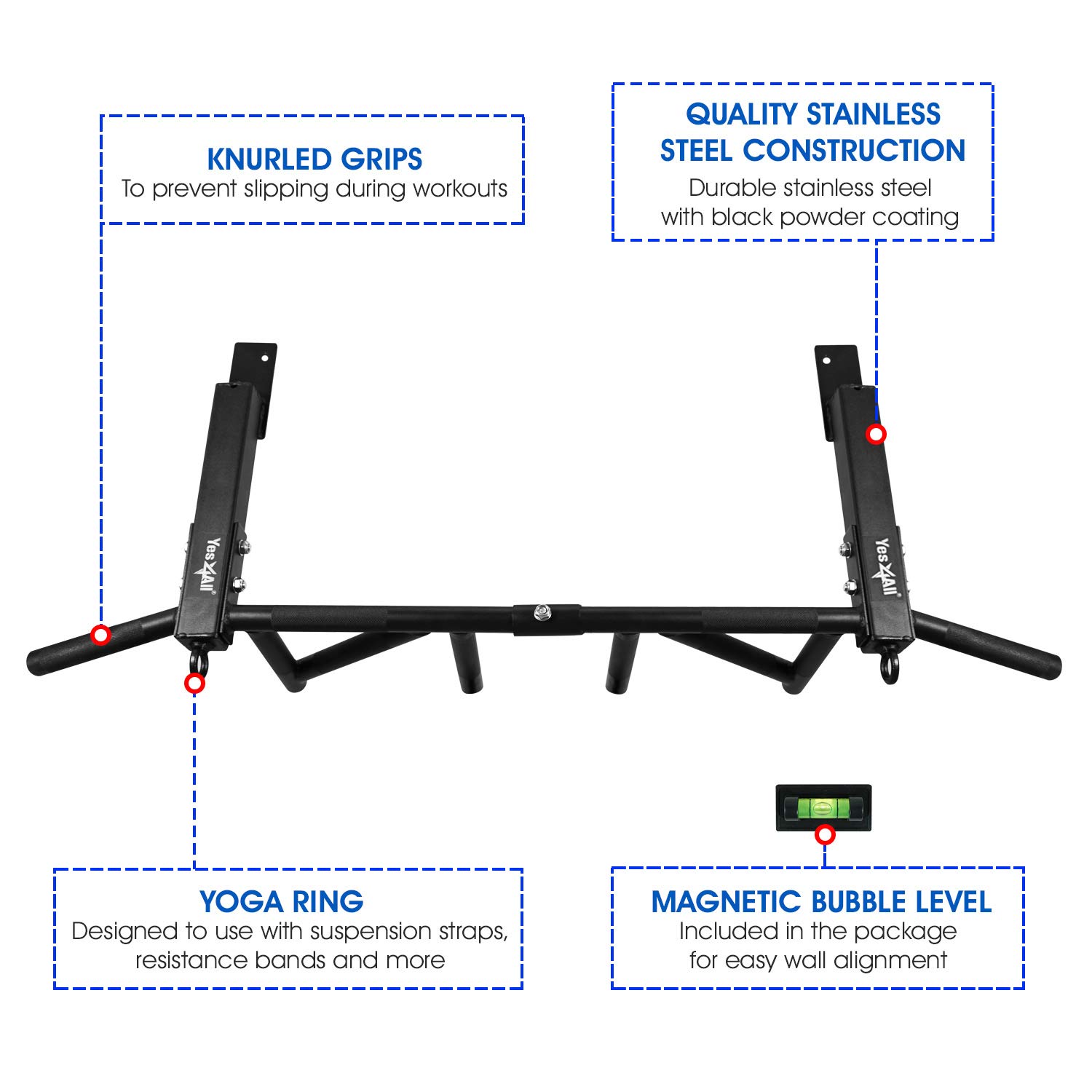 Yes4All 7BW4 Pull-up-Push-up-Bars - View #4