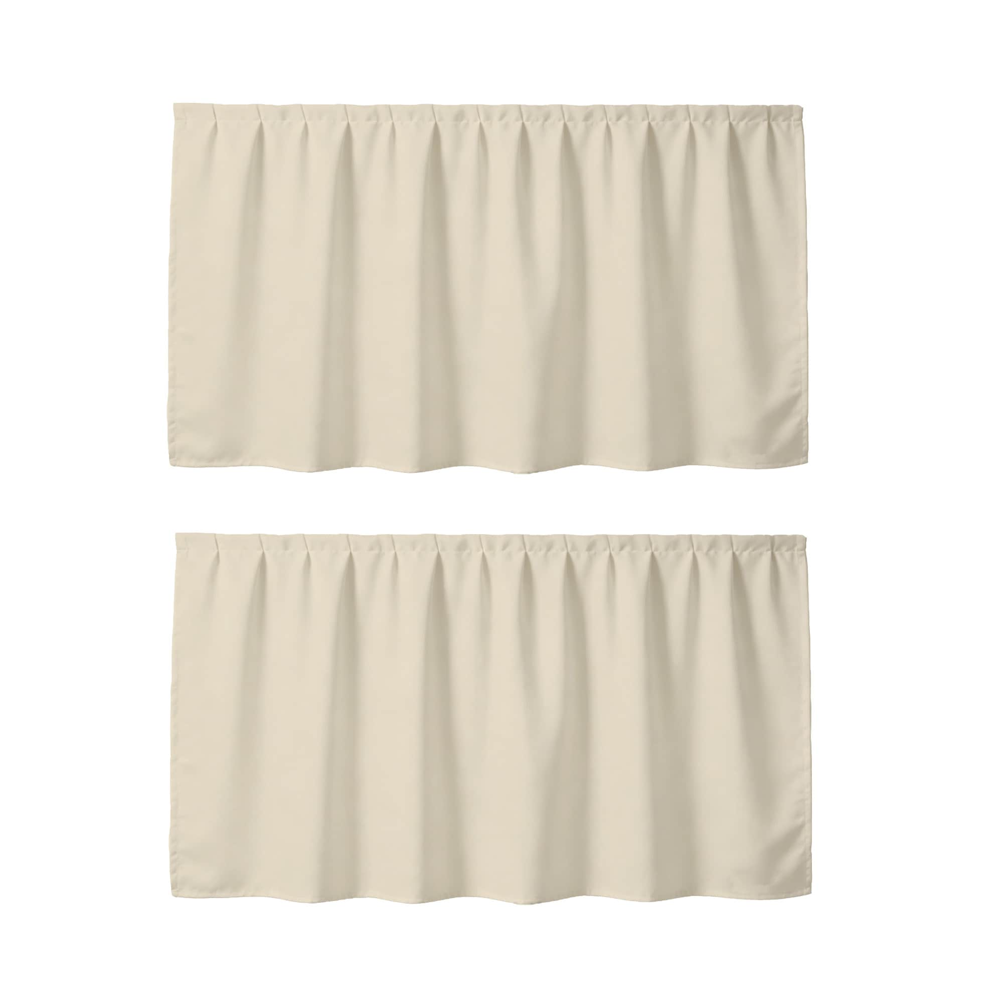 Eleshine 55 x 32 Inch Self-Adhesive Fabric Sink Skirt for Bathroom and Kitchen Light Beige(2-Pack)