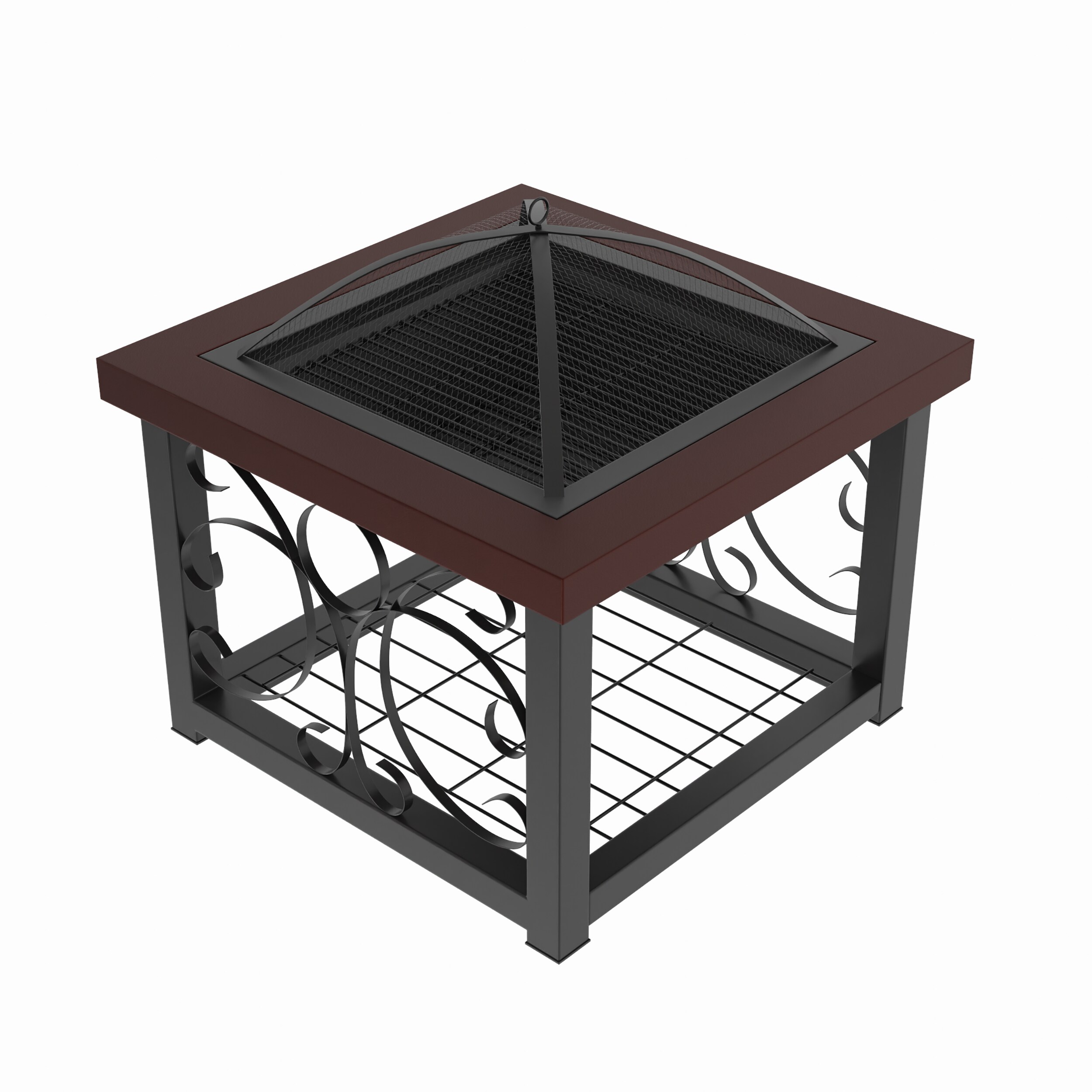 30" Bronze Wood Fire Pit Table with Storage Rack