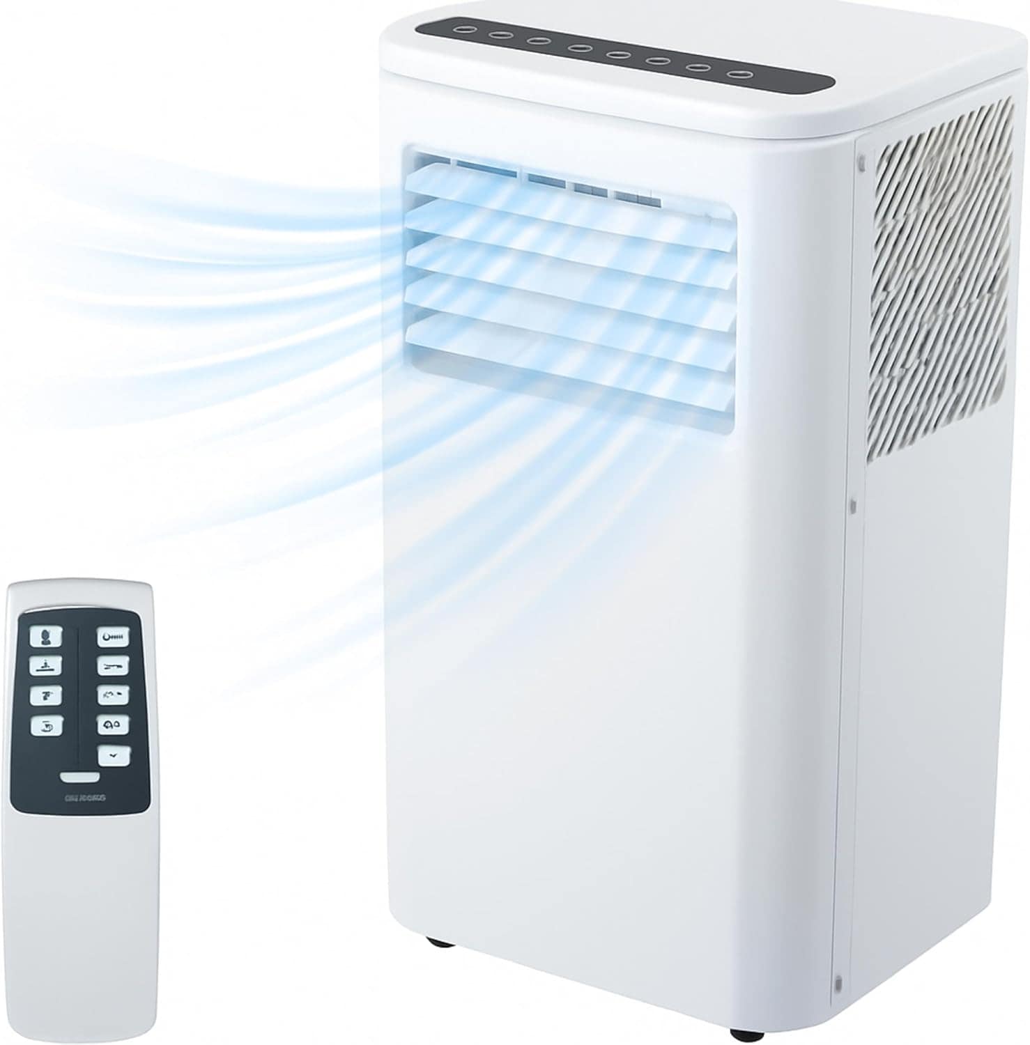Qeetex BBJ-PHO10FE3UOT 10000 BTU Portable Air Conditioner White with Remote Control Dehumidifier and Fan for Rooms up to 350 Sq Ft