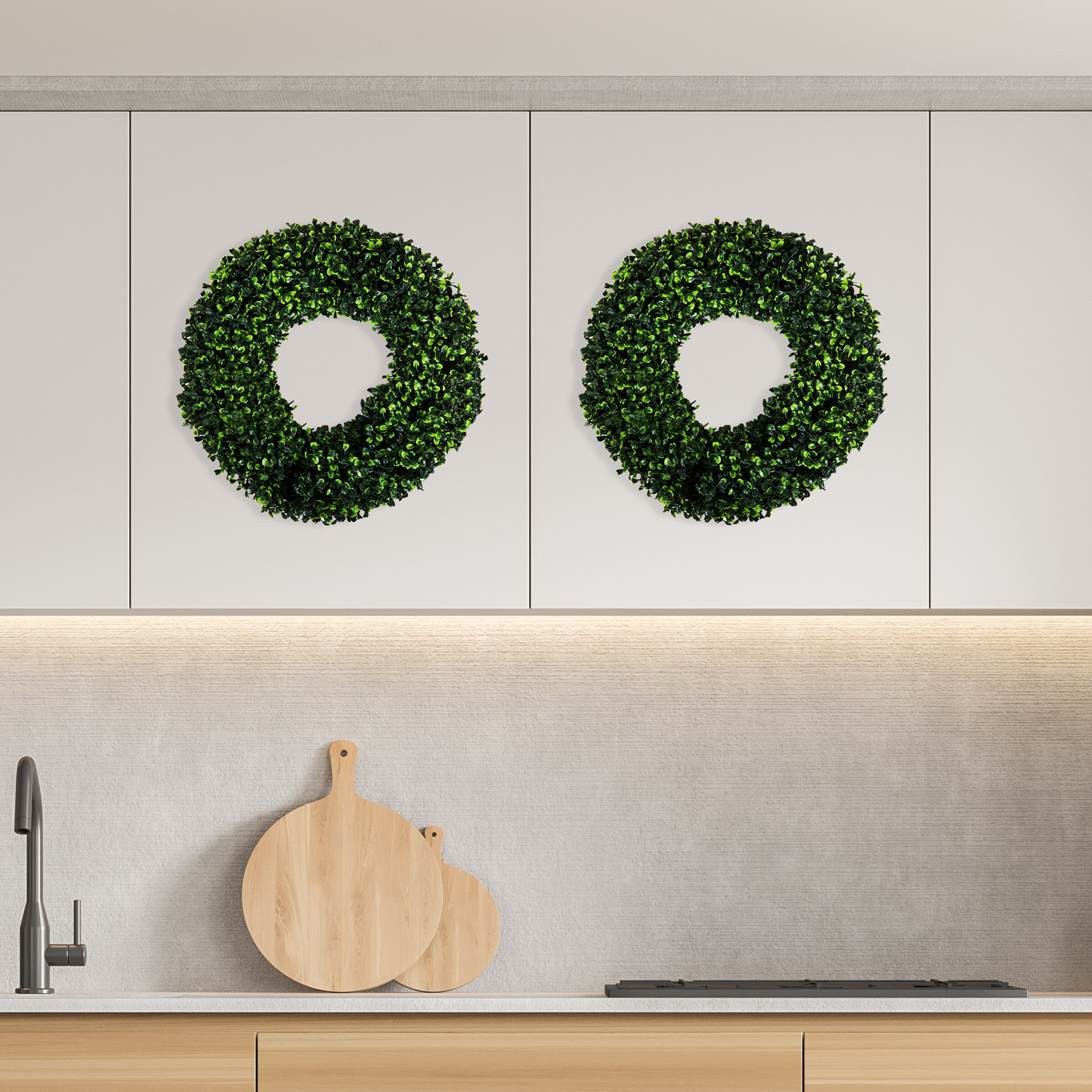 16.5-Inch UV Resistant Artificial Boxwood Wreath for All Seasons