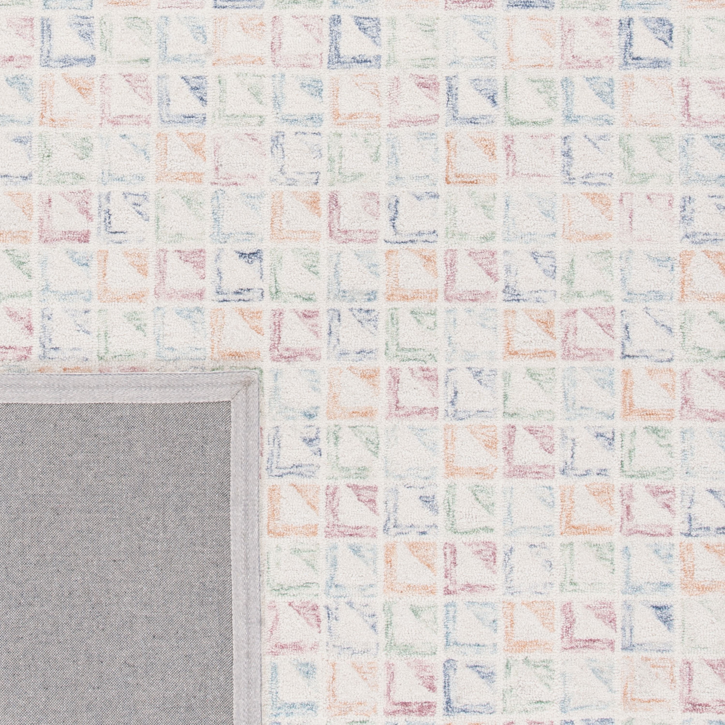Ivory and Blue Hand-Tufted Wool Area Rug