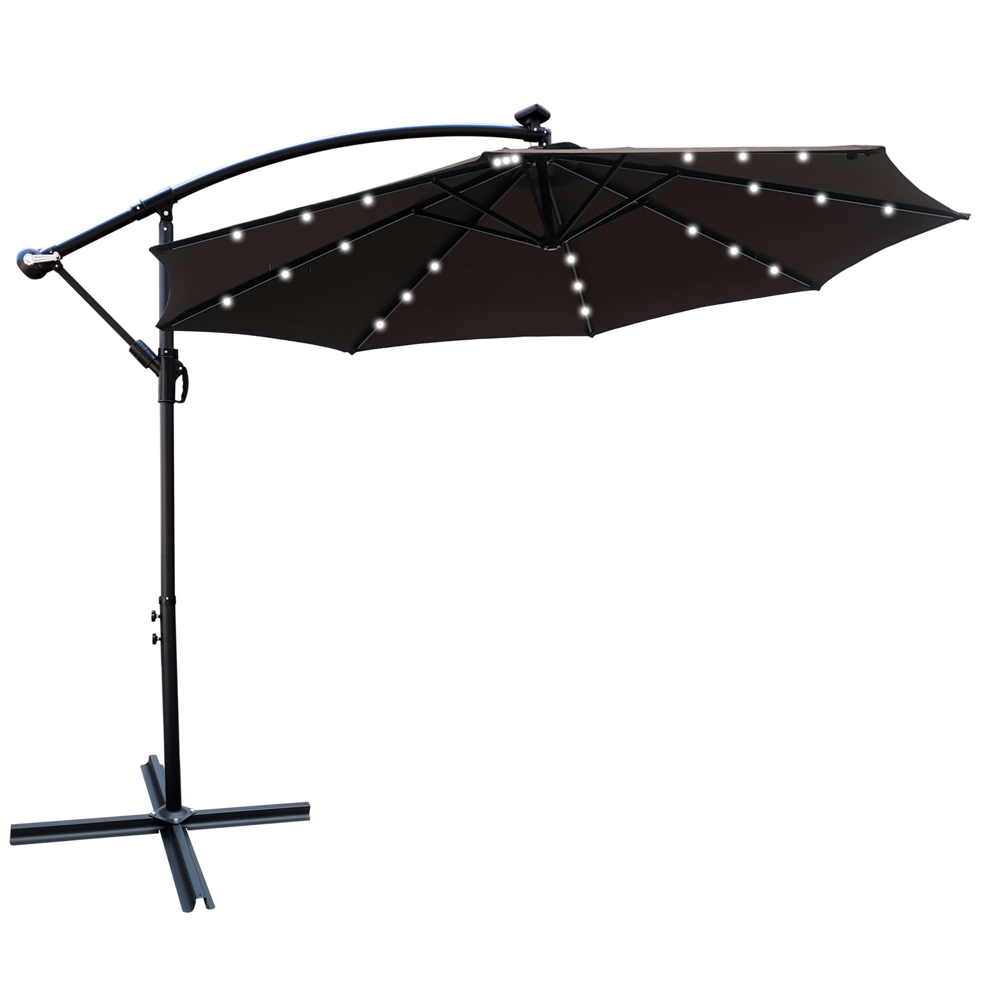 Fun Orange FUNHWCP154 10-ft Steel Brown No-tilt Cantilever Patio Umbrella with Lights