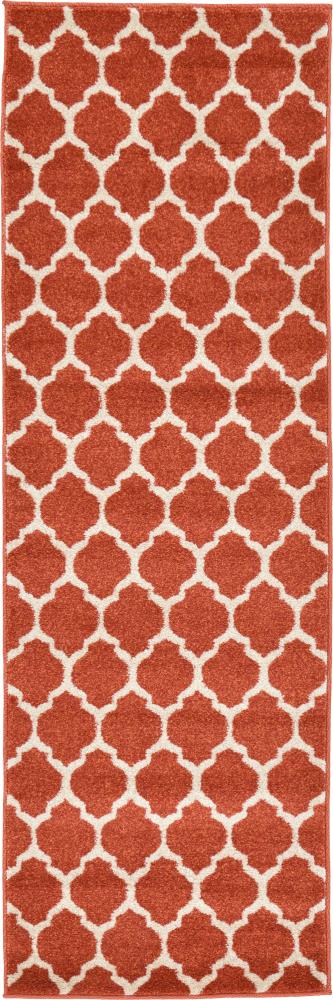 Unique Loom 3128570 Philadelphia Trellis 2 x 6 (ft) Loomed Polypropylene Terracotta/Beige Rectangular Indoor Geometric Industrial Runner rug