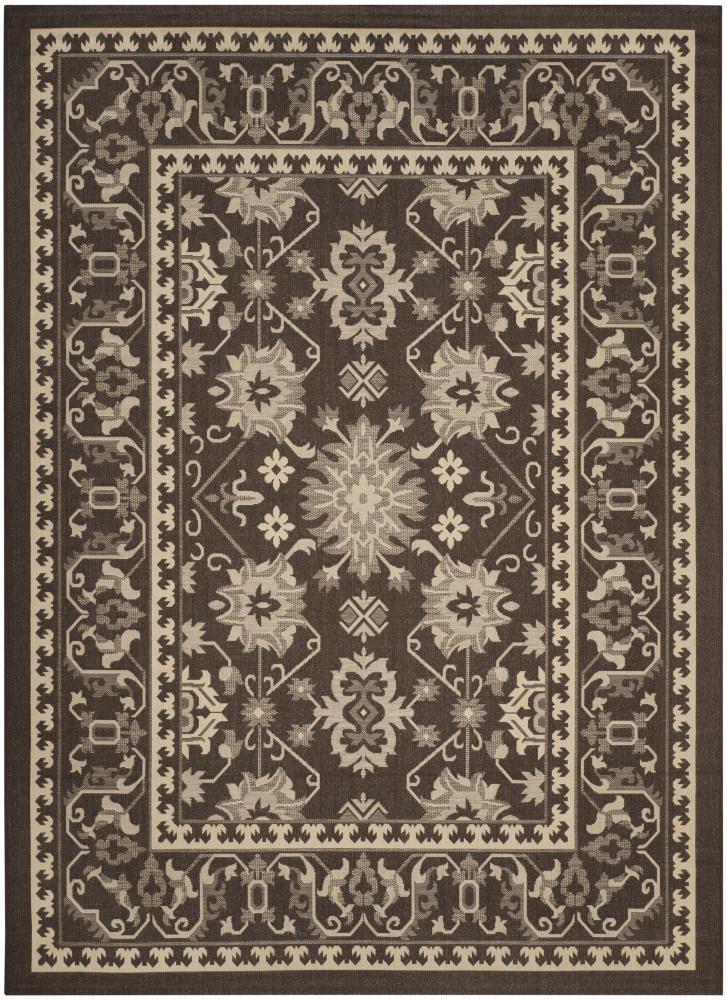 Safavieh CY6727-204-8 Courtyard Bahia 8 x 11 (ft) Loomed Polypropylene Chocolate/Cream Rectangular Indoor/Outdoor Floral/Botanical Coastal Area rug