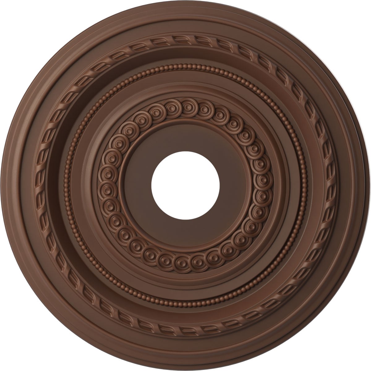 Ekena Millwork CMP19CODRU Cole Thermoformed 19-in W x 19-in L Painted Universal Aged Metallic Rust PVC Whole Ceiling Medallion