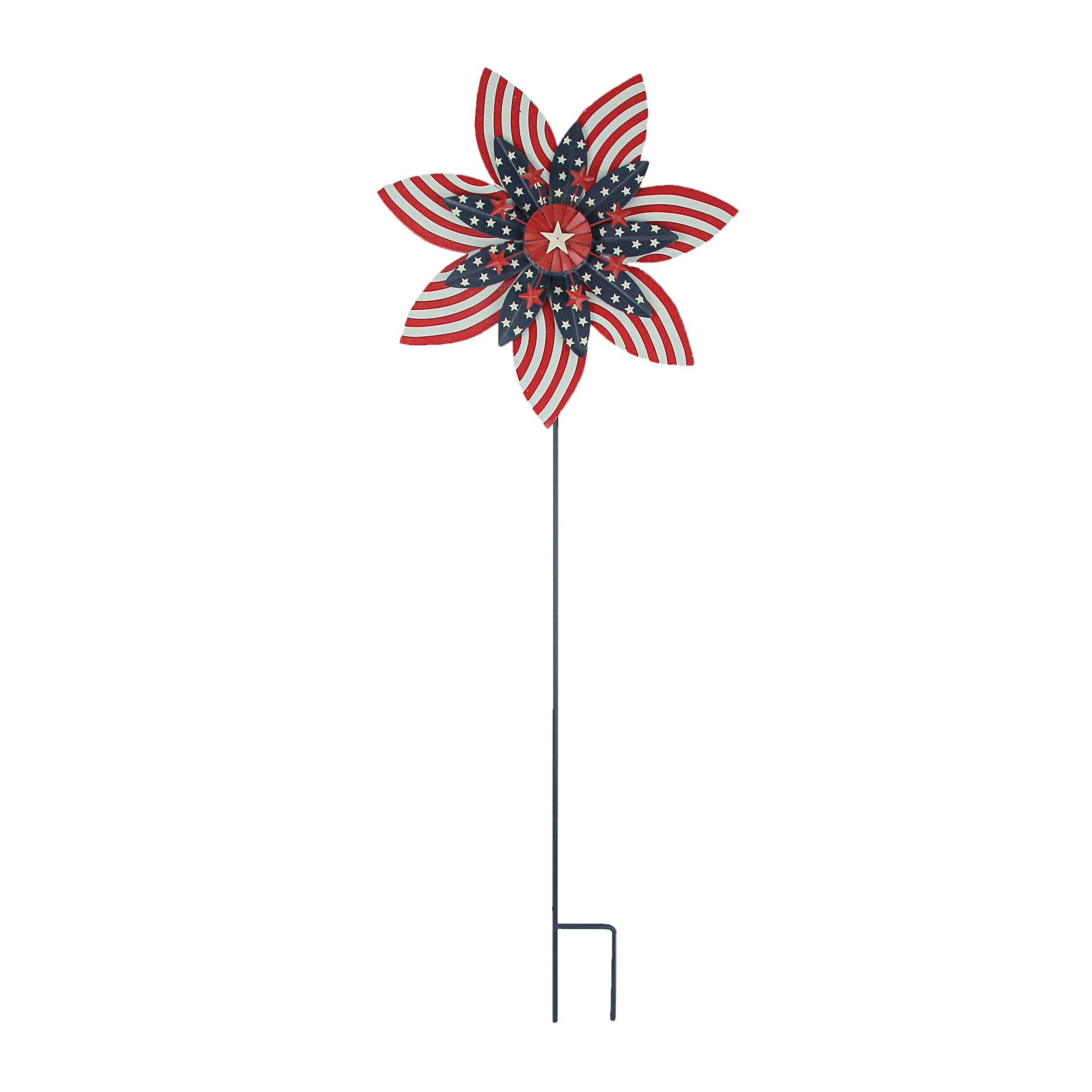 Things2Die4 Stars and Stripes Red White Blue Metal Kinetic Wind Spinner Patriotic Garden Stake