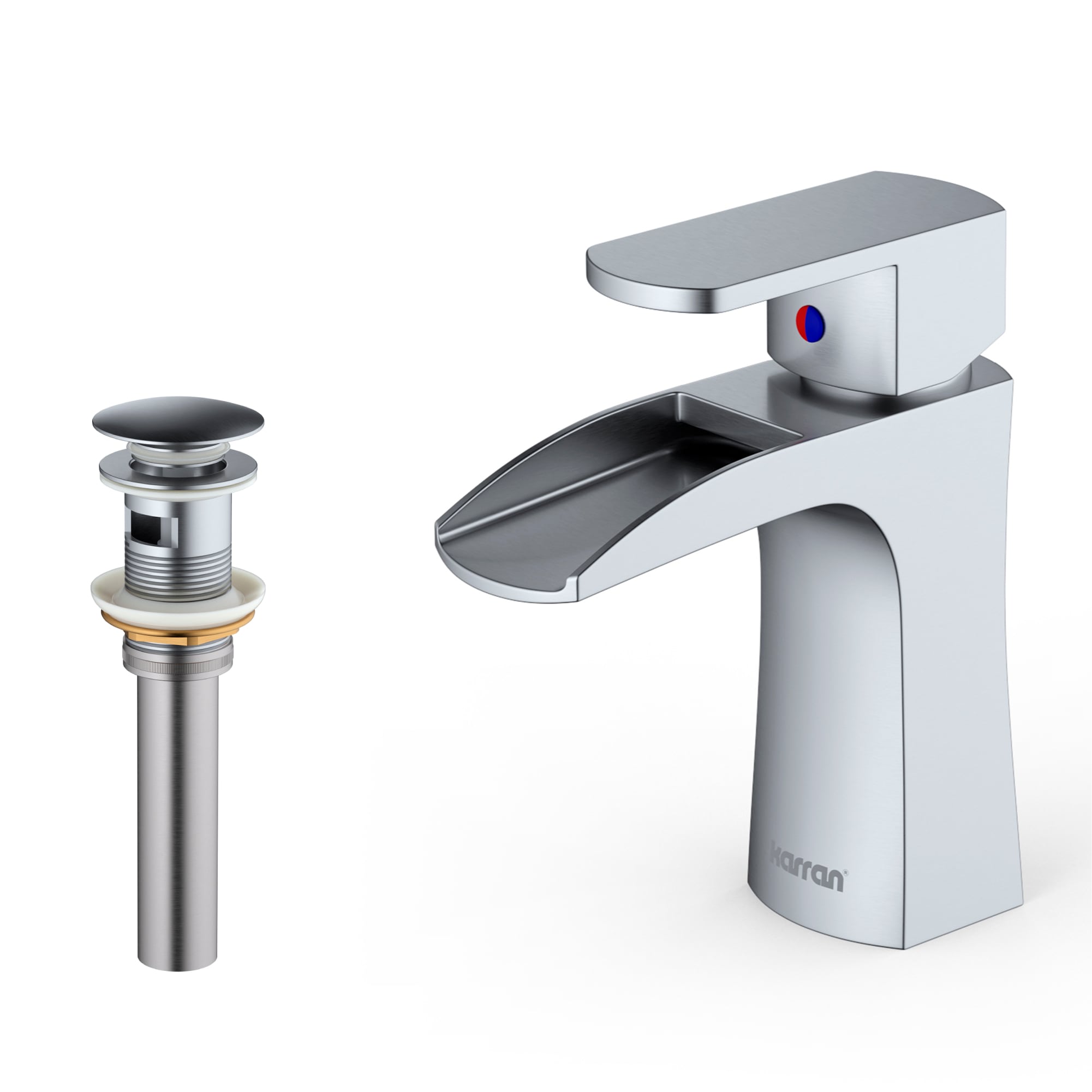 Karran KBF440SS Kassel Stainless Steel Single hole 1-handle Waterfall Commercial/Residential Handle Bathroom Sink Faucet with Drain
