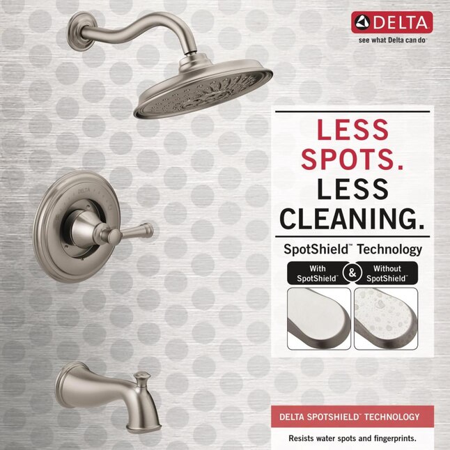 Delta Valdosta with H2Okinetic Technology Spotshield Brushed Nickel 1-Handle Bathtub and Shower Faucet with Valve Delta Valdosta with H2Okinetic Technology Spotshield Brushed Nickel 1-Handle Bathtub and Shower Faucet with Valve