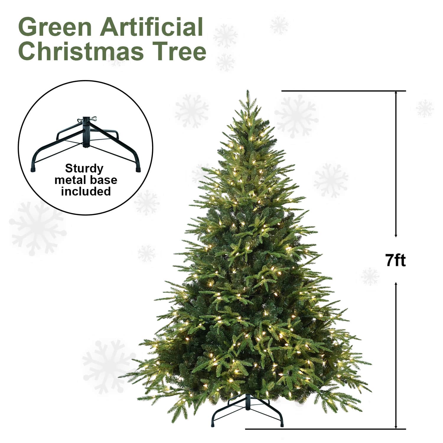 Etokfoks ETXT11433 4ft Pre Lit Artificial Christmas Tree with 150 Warm White Lights 856 Branch Tips PE PVC Hinged Pine Memory Wire Branches Foldable Stand