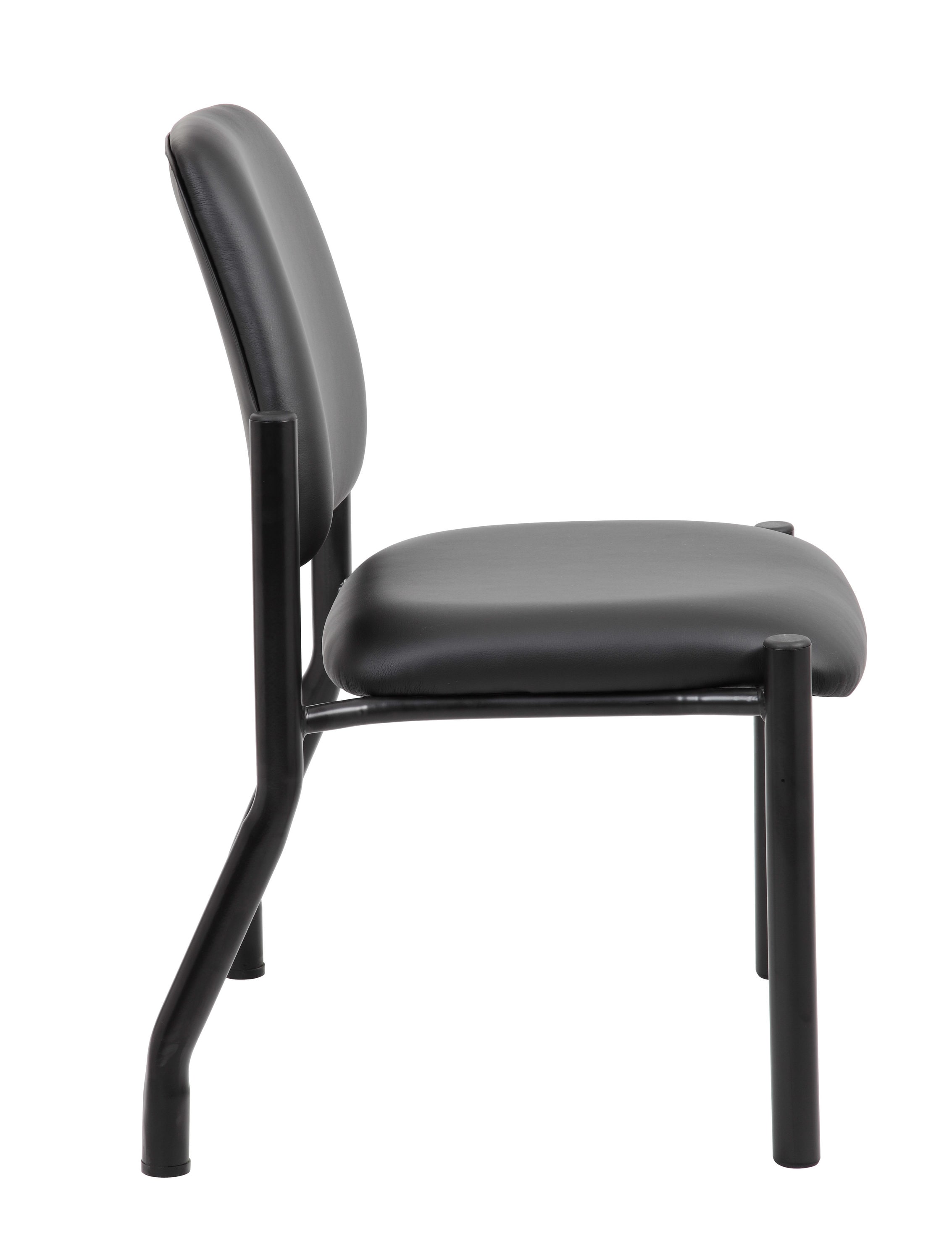 Sleek Mid-Back Armless Guest Chair in Antimicrobial Black Vinyl
