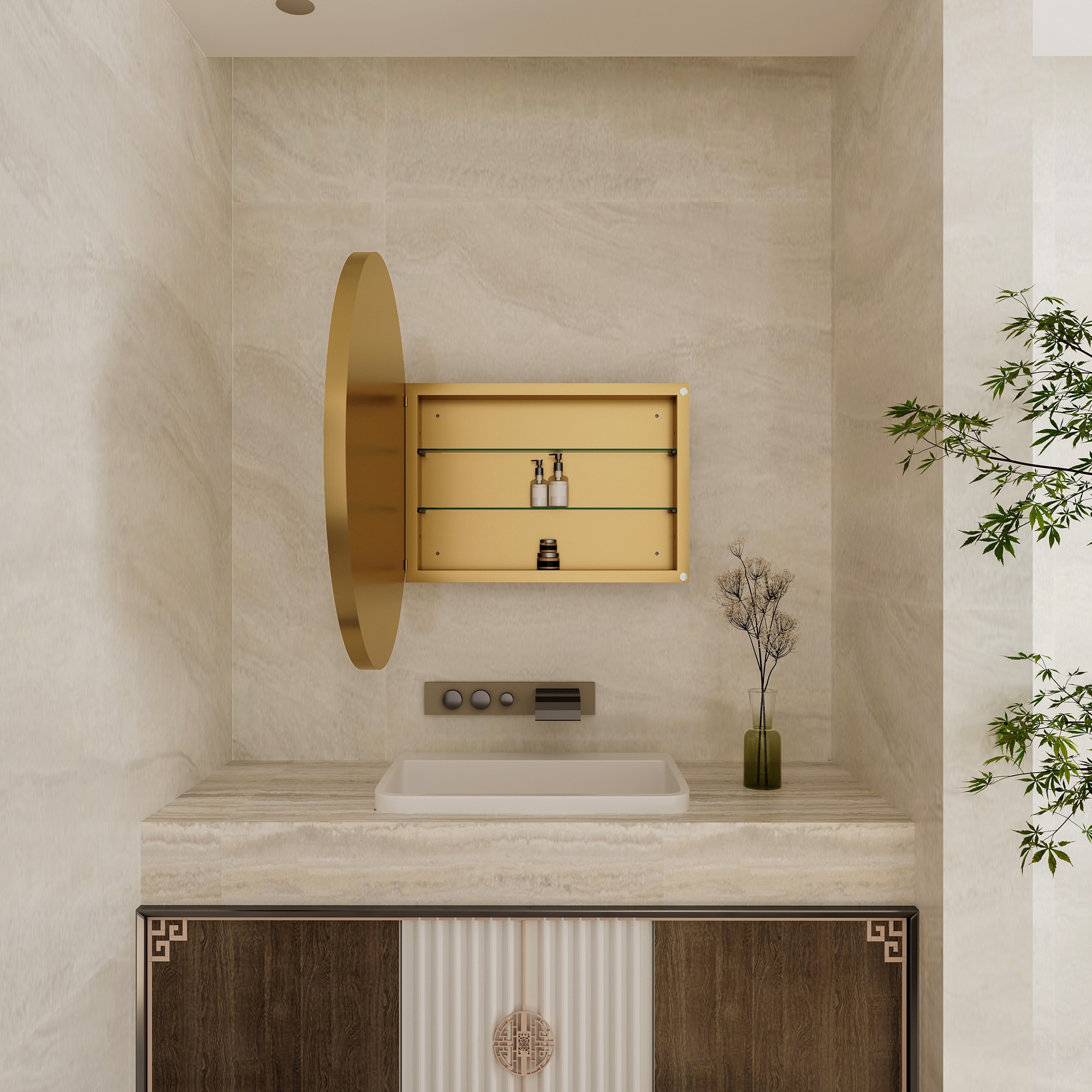 SINOFURN SYD520016GD Bathroom-Medicine-Cabinets - View #9