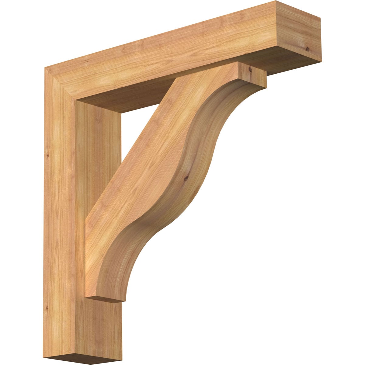 Ekena Millwork 1462345 Funston Block Smooth Bracket with Offset Brace Western Red Cedar Wood Standard Bracket