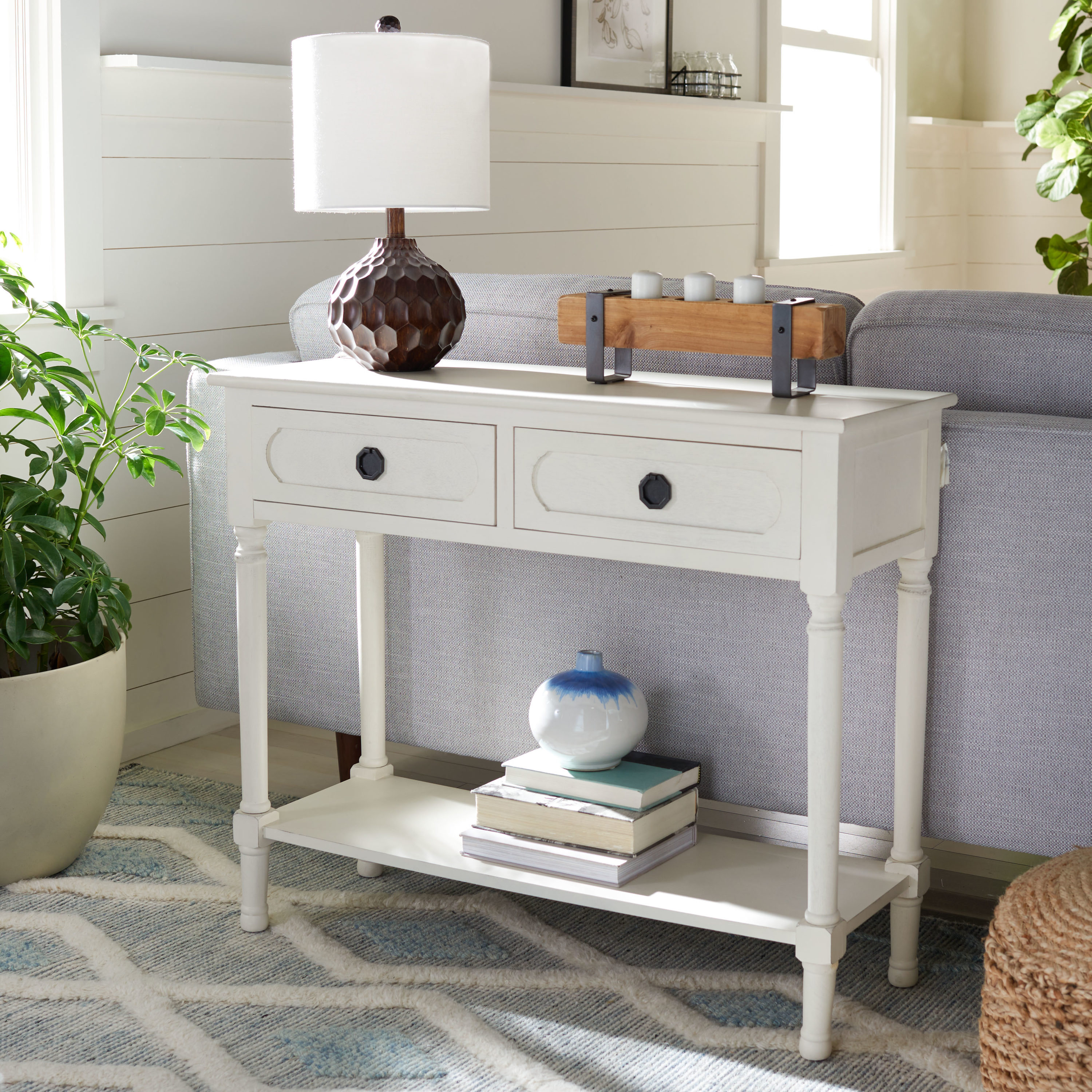 Safavieh Allura Farmhouse Distressed White Console Table in the Console ...