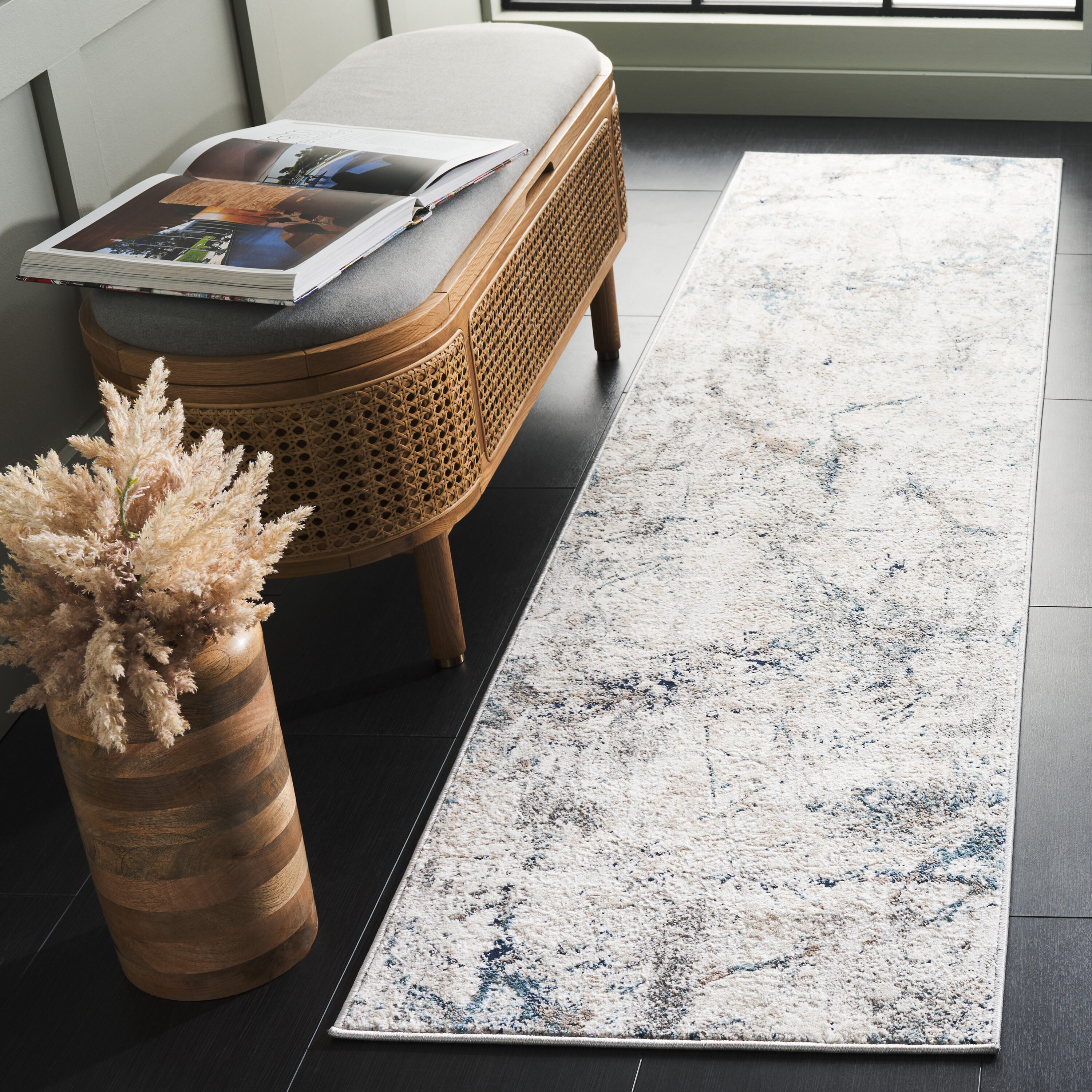 Vogue 150M Blue/Ivory 2 x 8 Rectangular Runner rug