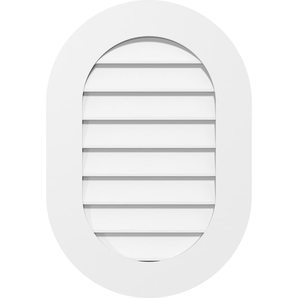Ekena Millwork GVPVR18X2401SN 18-Inches x 24-Inches Off-white Oval PVC Gable Louver Vent