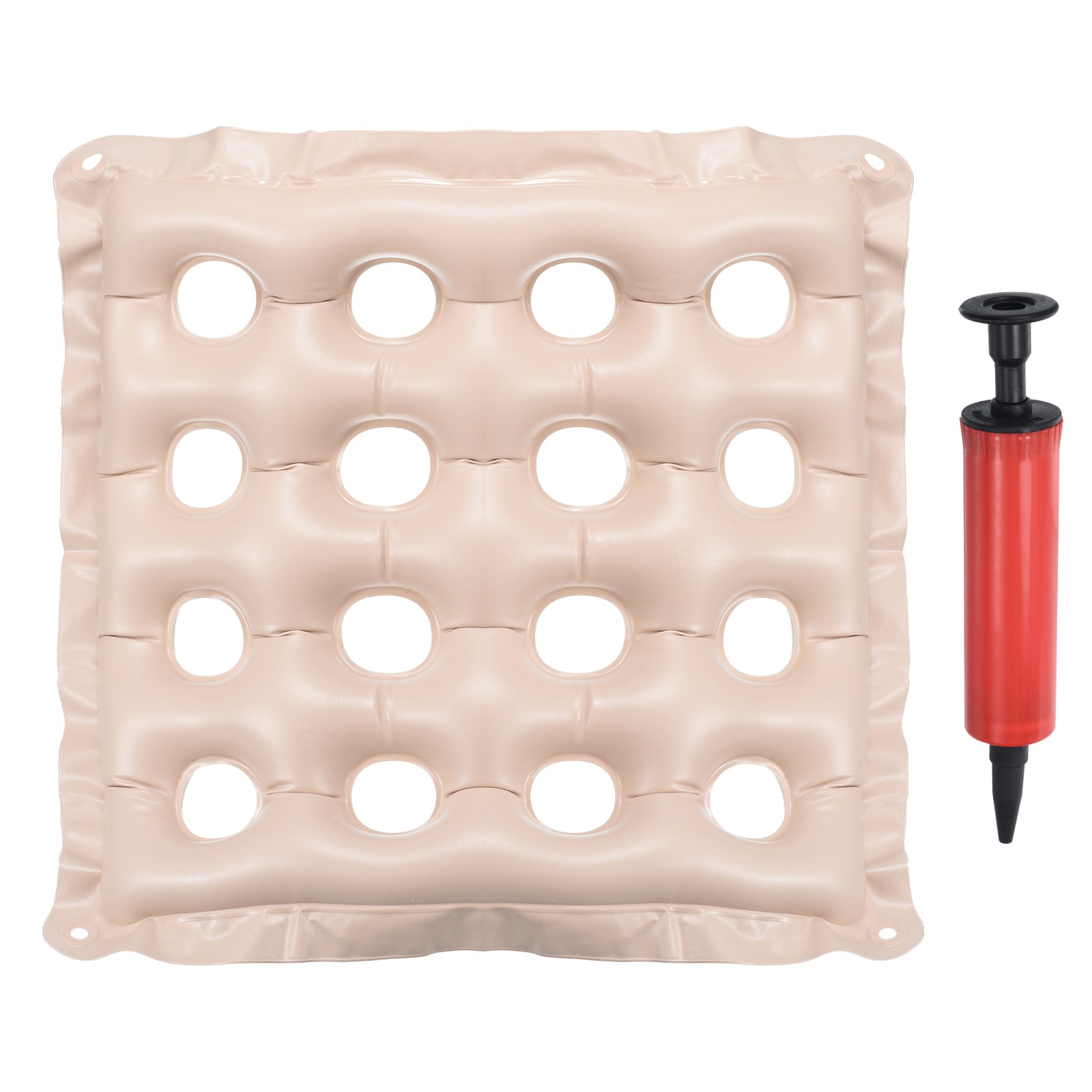 PATIKIL S25120402UX6397 Inflatable Seat Cushion Portable Chair Cushion Breathable Backrest Air Seat Pad for Wheelchairs Office Chairs Beige