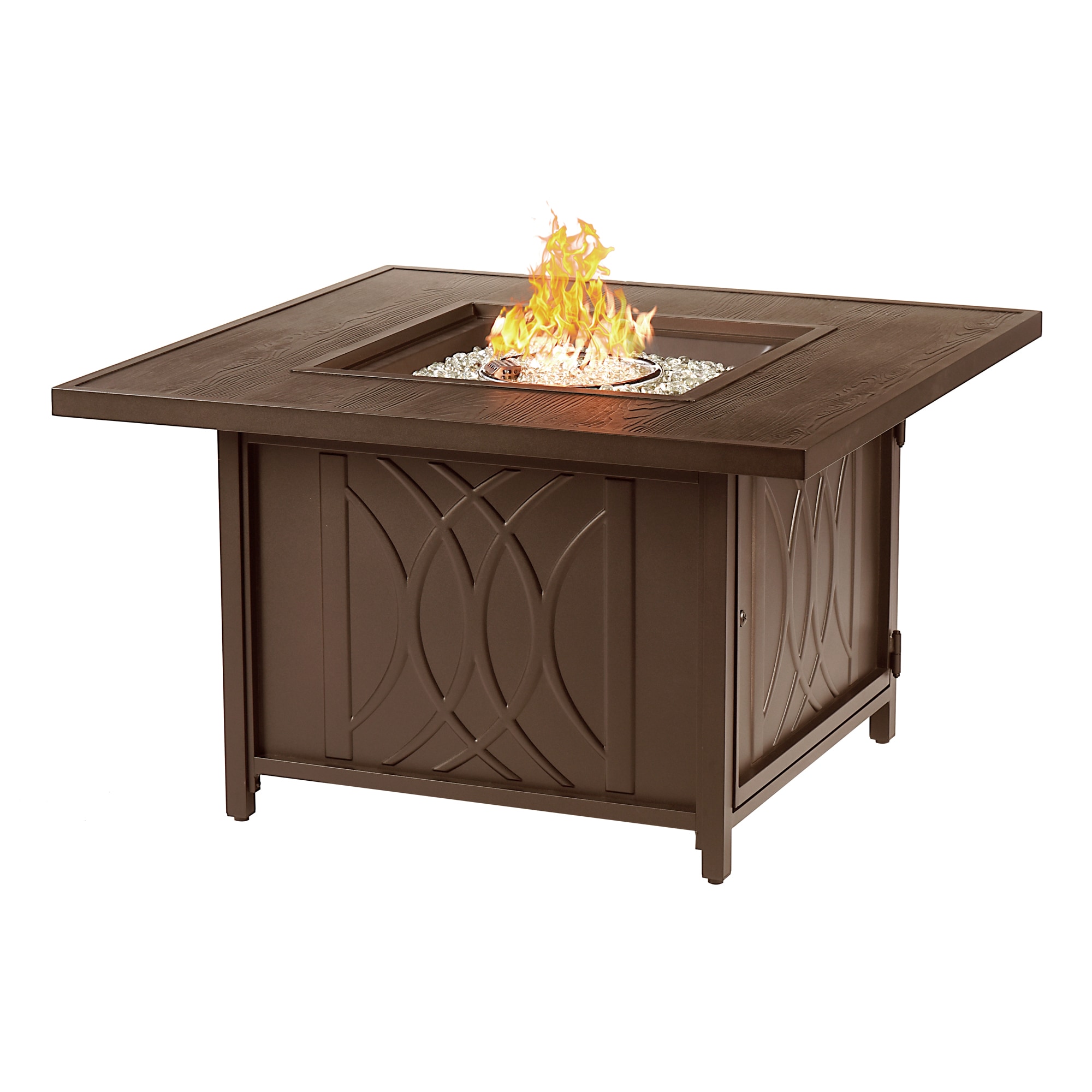 Oakland Living CAVE-FPT-BN 42-in W Brown Portable Aluminum Square Liquid propane Fire pit table