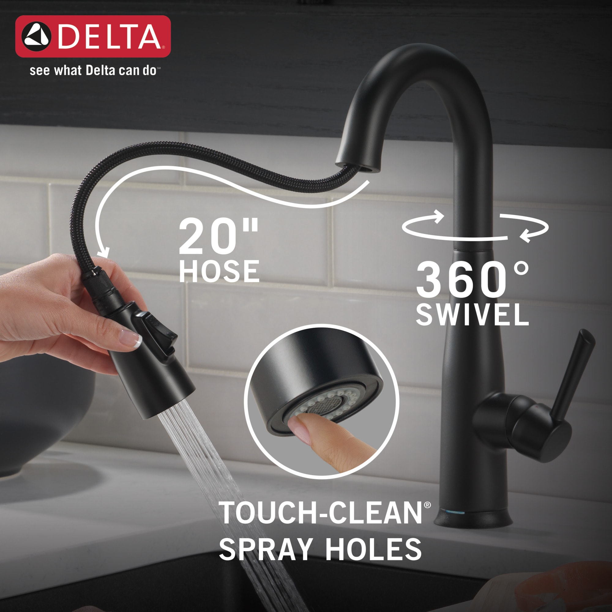 Delta Essa Touch2O Matte Black Single Handle Touch-on Bar and Prep ...