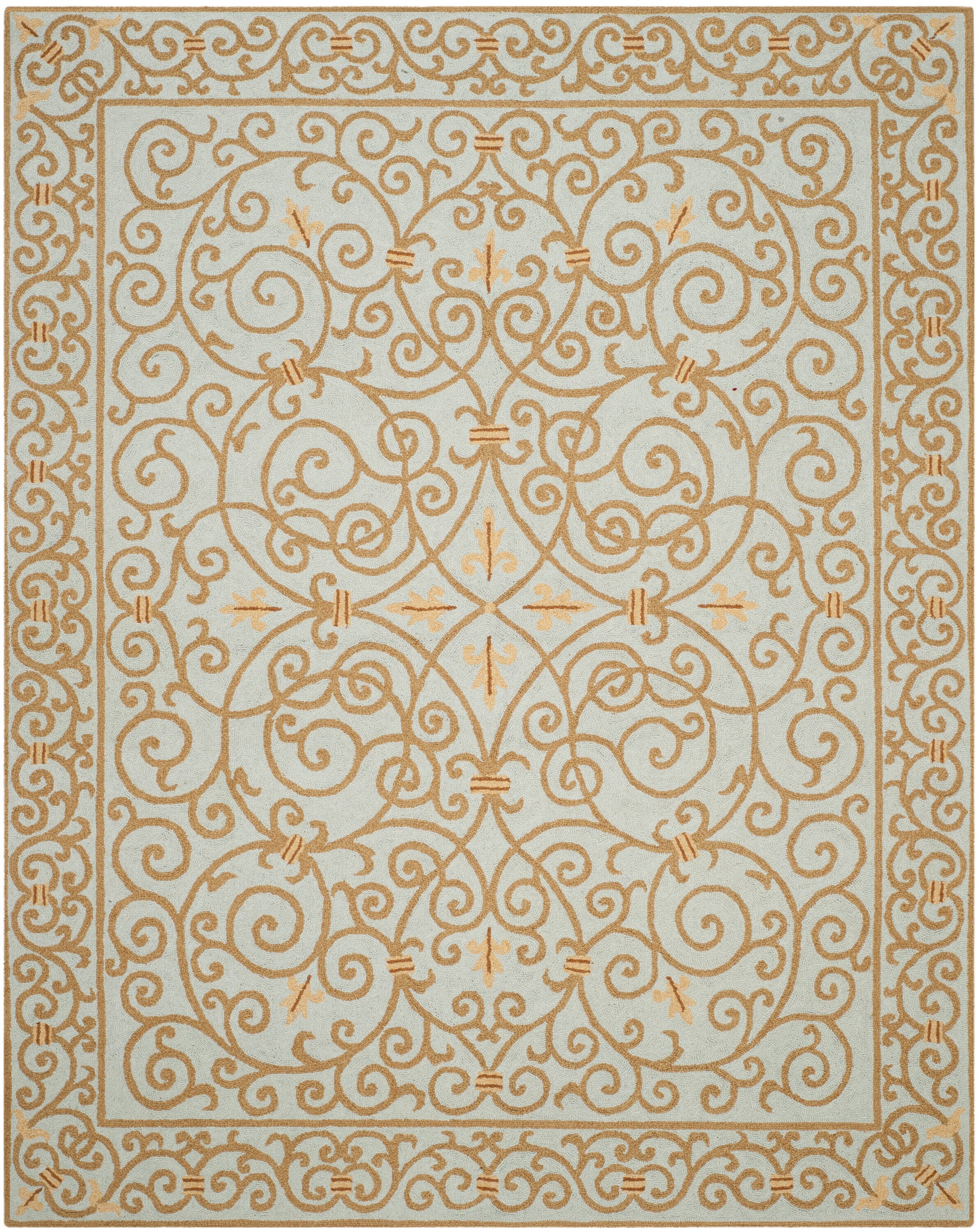 Safavieh HK11L-9 Chelsea Iron Gate 9 x 12 (ft) Tufted Wool Light Blue Rectangular Indoor Abstract Farmhouse/Cottage Area rug