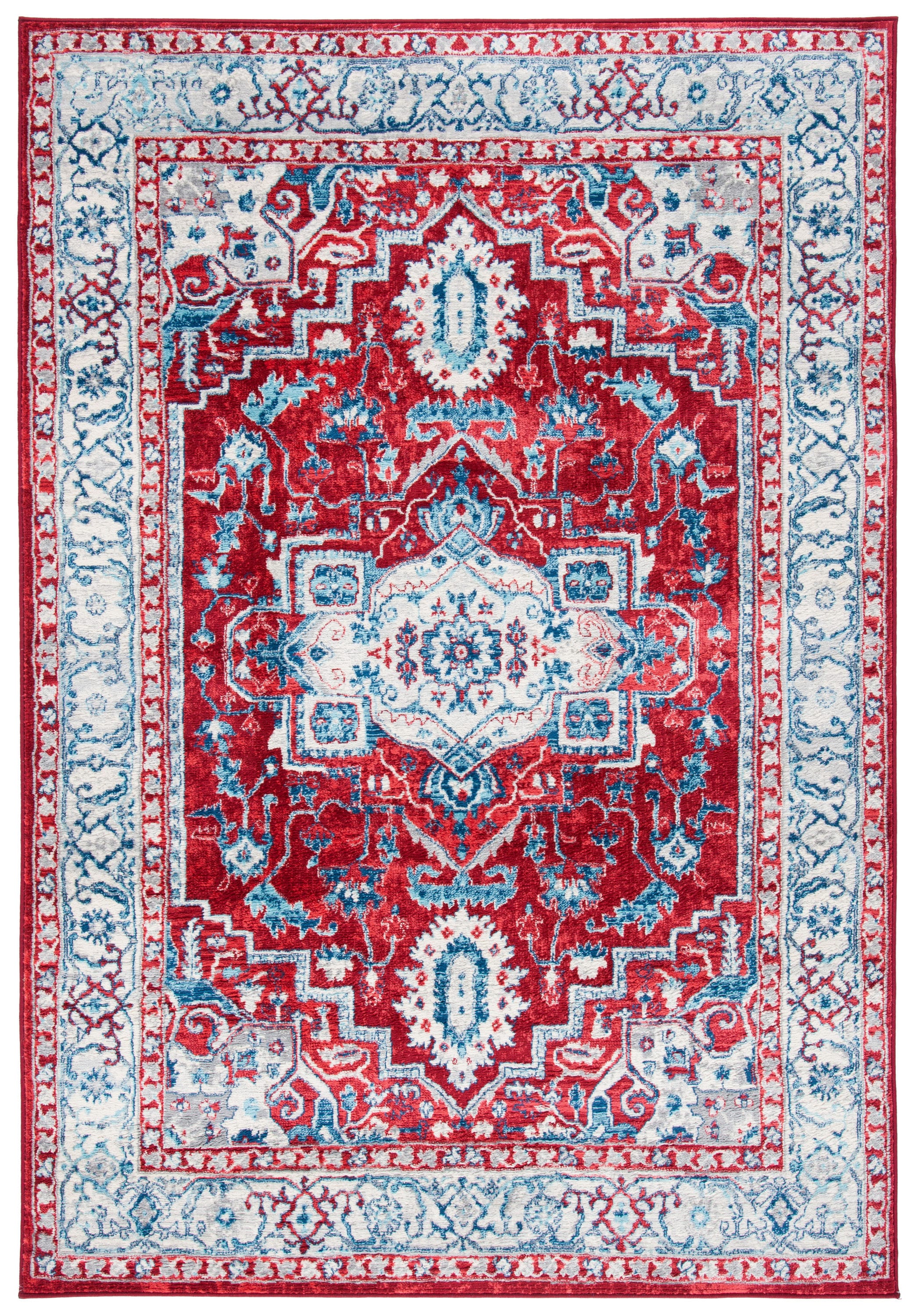 Safavieh BNT851Q-5 Brentwood Valeria 5 x 8 (ft) Loomed Polypropylene Red/Beige Rectangular Indoor Floral/Botanical Farmhouse/Cottage Area rug