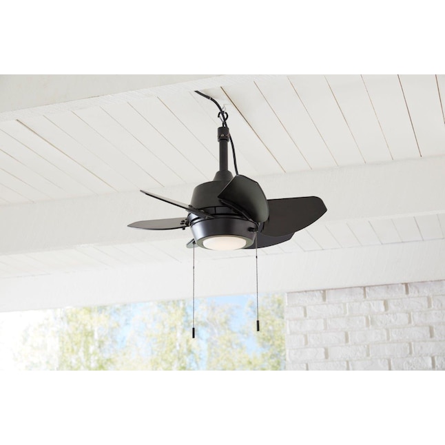 Harbor Breeze Gaskin 24 In Matte Black Integrated Led Indoor Outdoor Ceiling Fan With Light 6 Blade The Fans Department At Lowes Com
