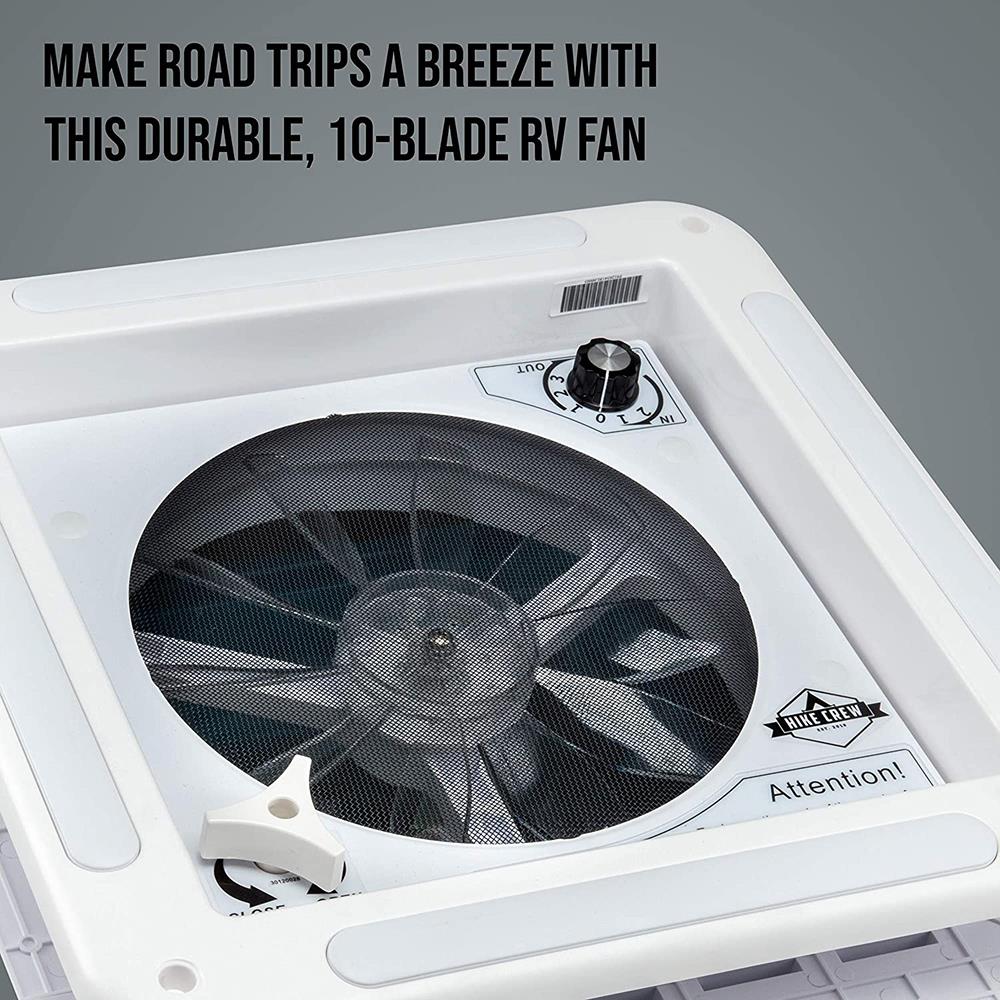 Hike Crew 11 in. Manual RV Roof Vent Fan with 3-Speeds and LED Light