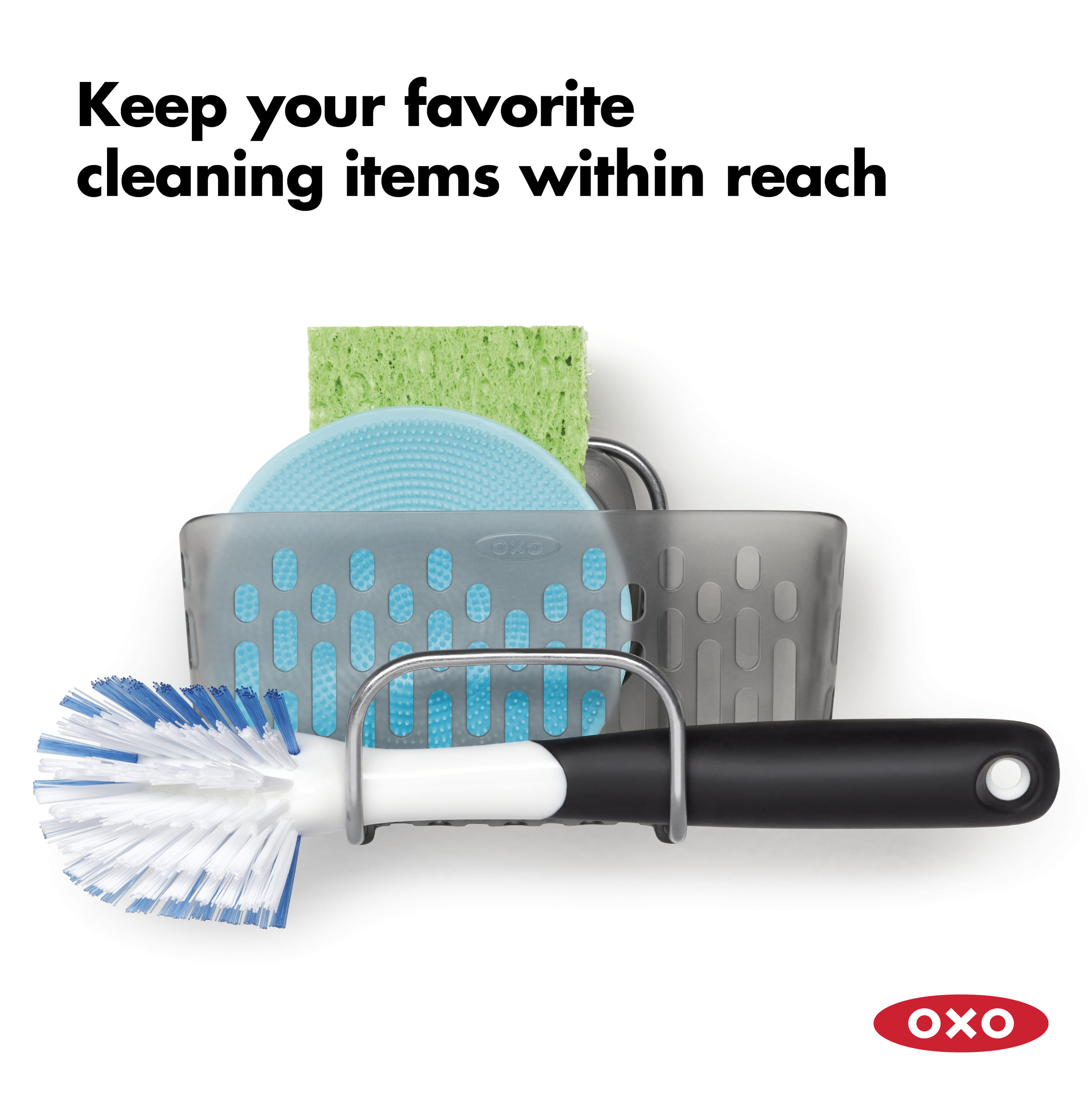 OXO Good Grips Stronghold Suction Sinkware Organizer for kitchen - Plastic,  Gray, One Size : Tools & Home Improvement 