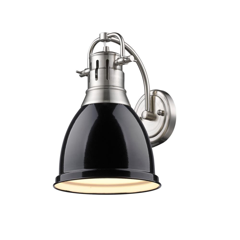 Golden Lighting 3602-1W PW-BK Duncan 8.875-in W 1 -Light Satin Nickel Transitional Wall Sconce