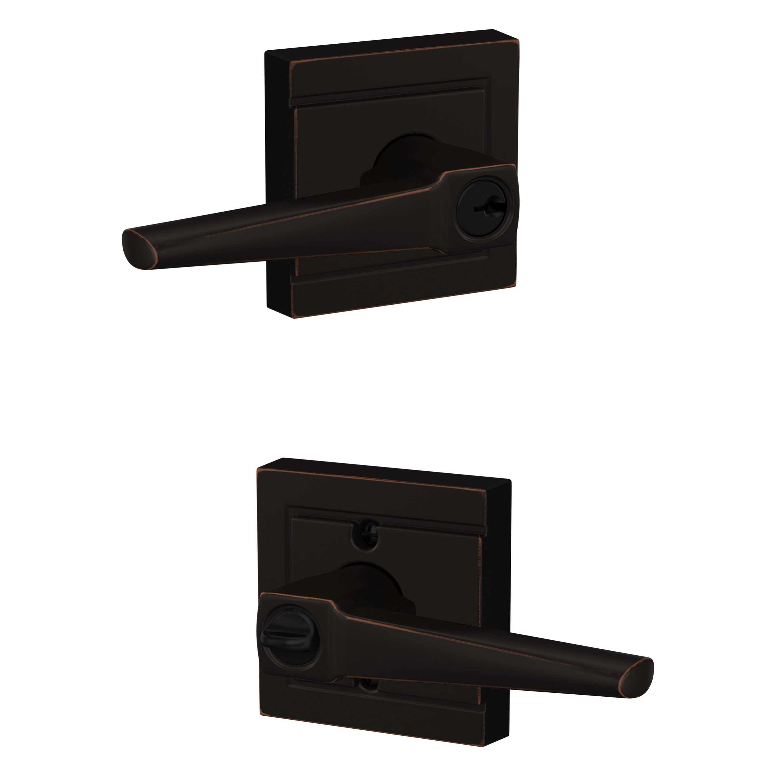 Schlage F51A ELR 716 ULD Custom Custom Eller - Upland Aged Bronze Universal Exterior Keyed entry Door Handle