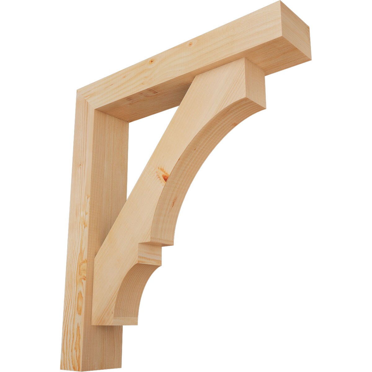 Ekena Millwork 1462153 Balboa Block Smooth Bracket with Offset Brace 5-1/2-in x 28-in x 32-in Douglas fir Brown Wood Standard bracket