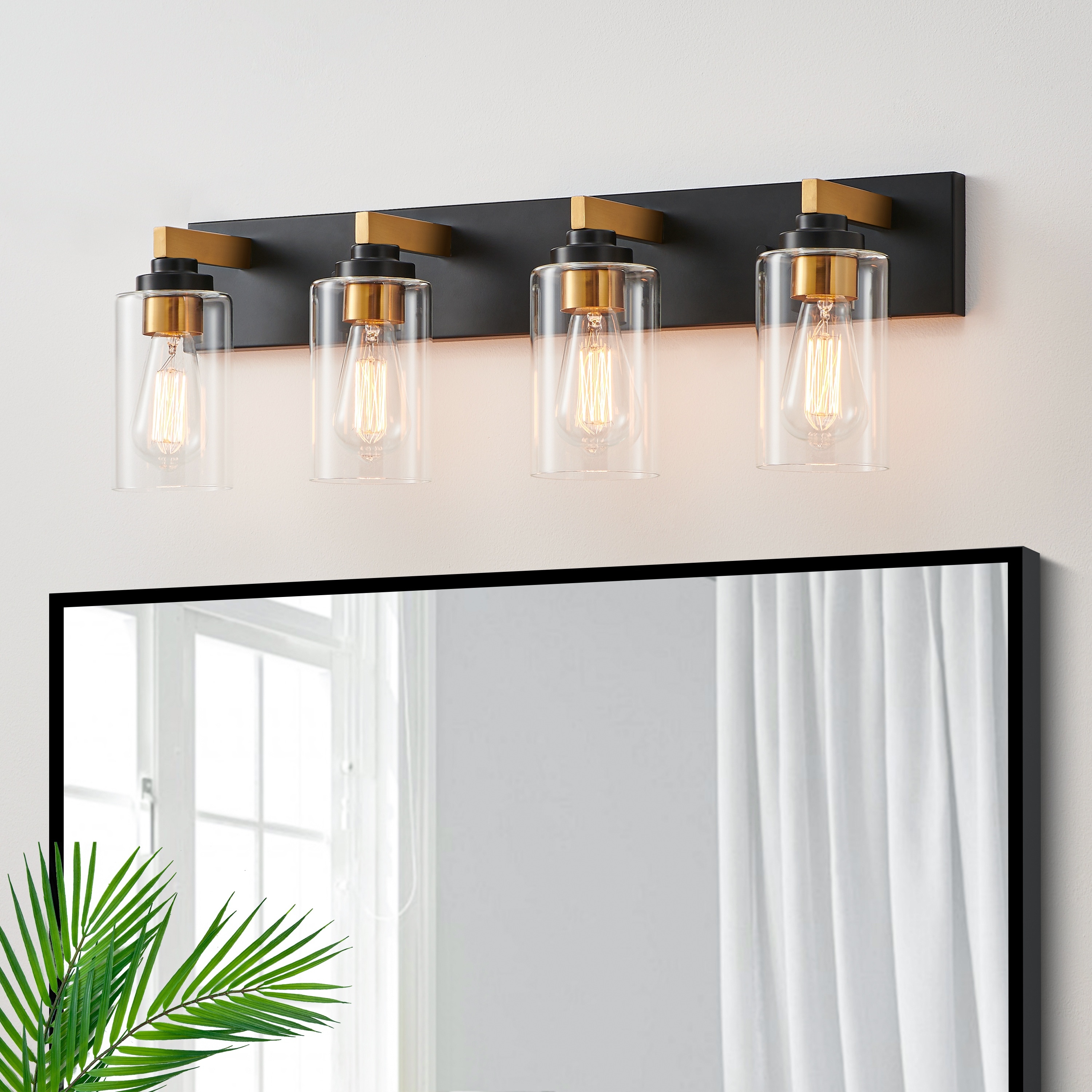 KAWOTI 21443 Killian 28-in 4 -Light Matte Black Transitional Vanity light