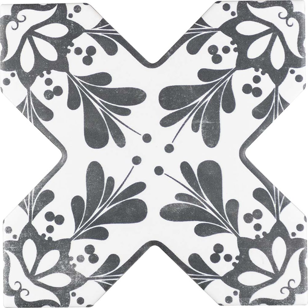 Apollo Tile MOR88BLKCRDEC Siena Peppercorn Black 6-in x 6-in Matte Ceramic Patterned Standard Floor and Wall Tile ( 5.37-sq ft Carton