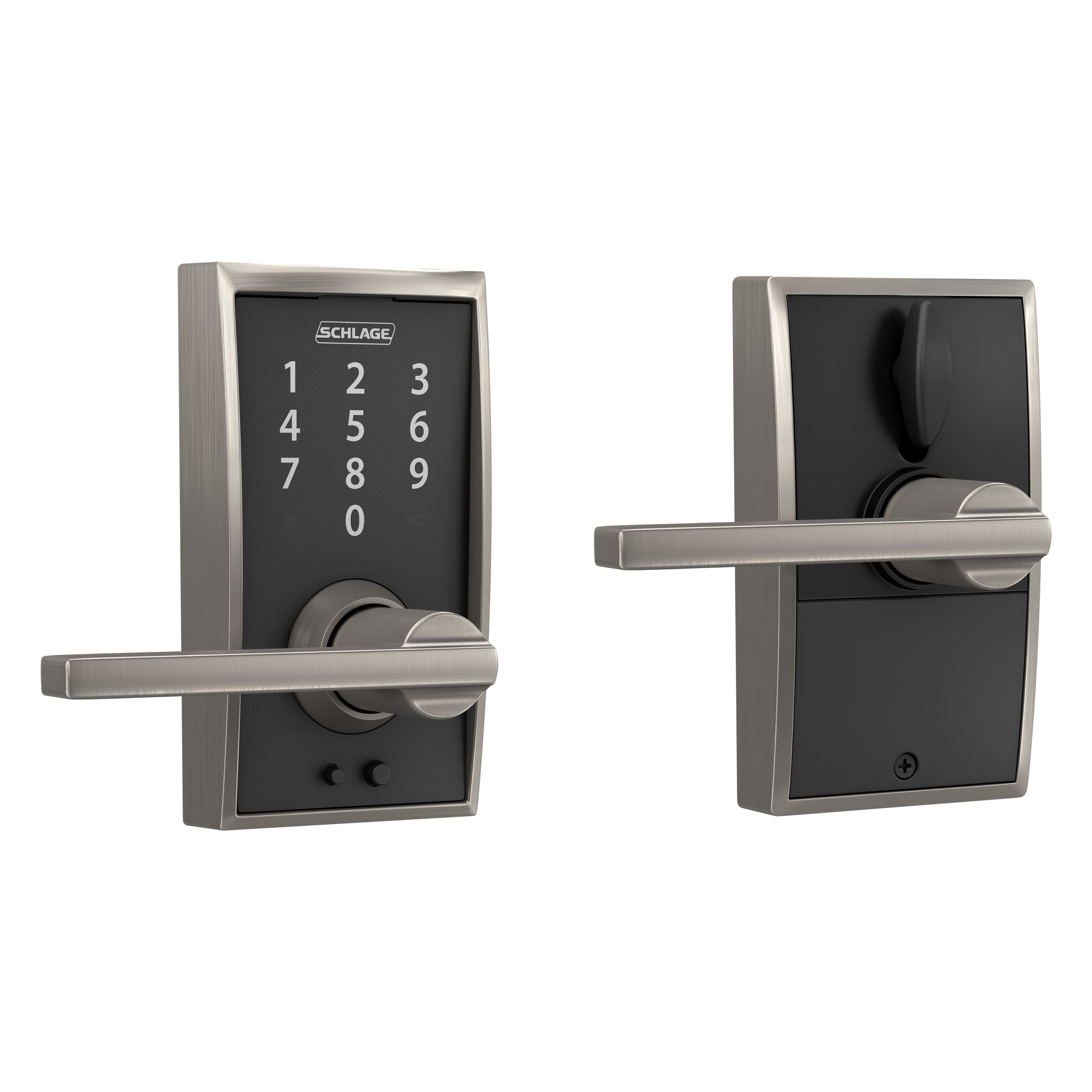 Schlage FE695 CEN 619 LAT Touch Century-Latitude Satin Nickel Electronic Handle Touchscreen Keypad