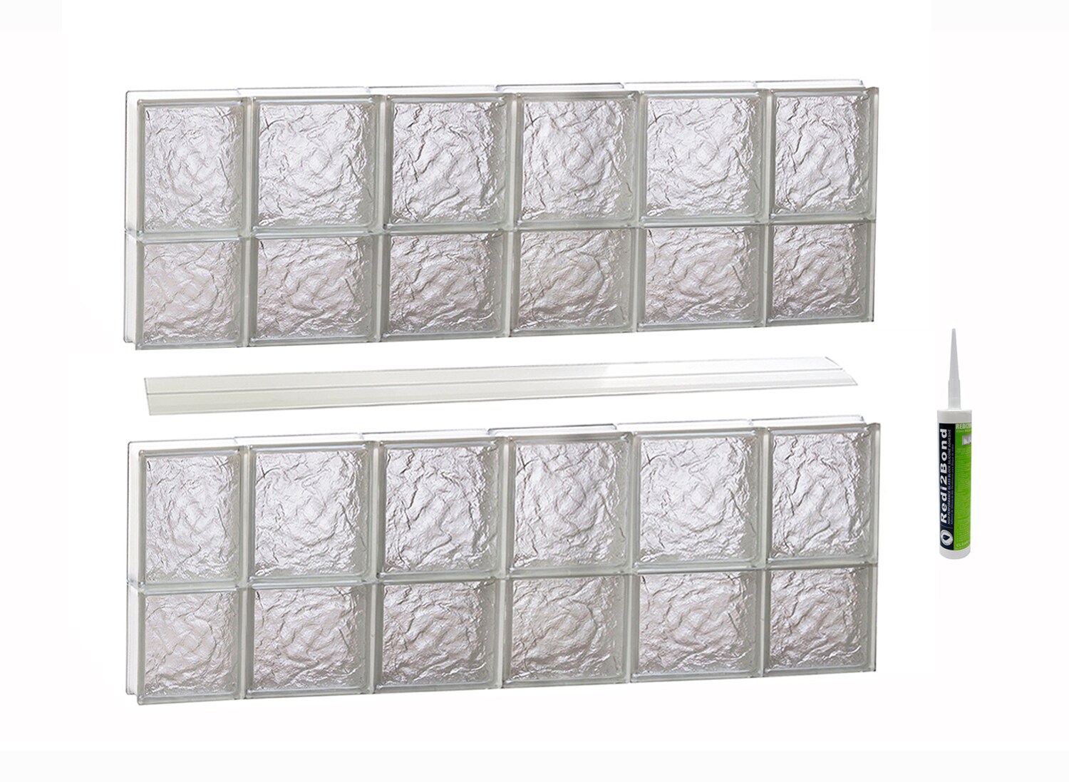 REDI2SET S4428IS Ice Glass 42-1/2-in x 27-in Frameless Replacement Glass Block Window