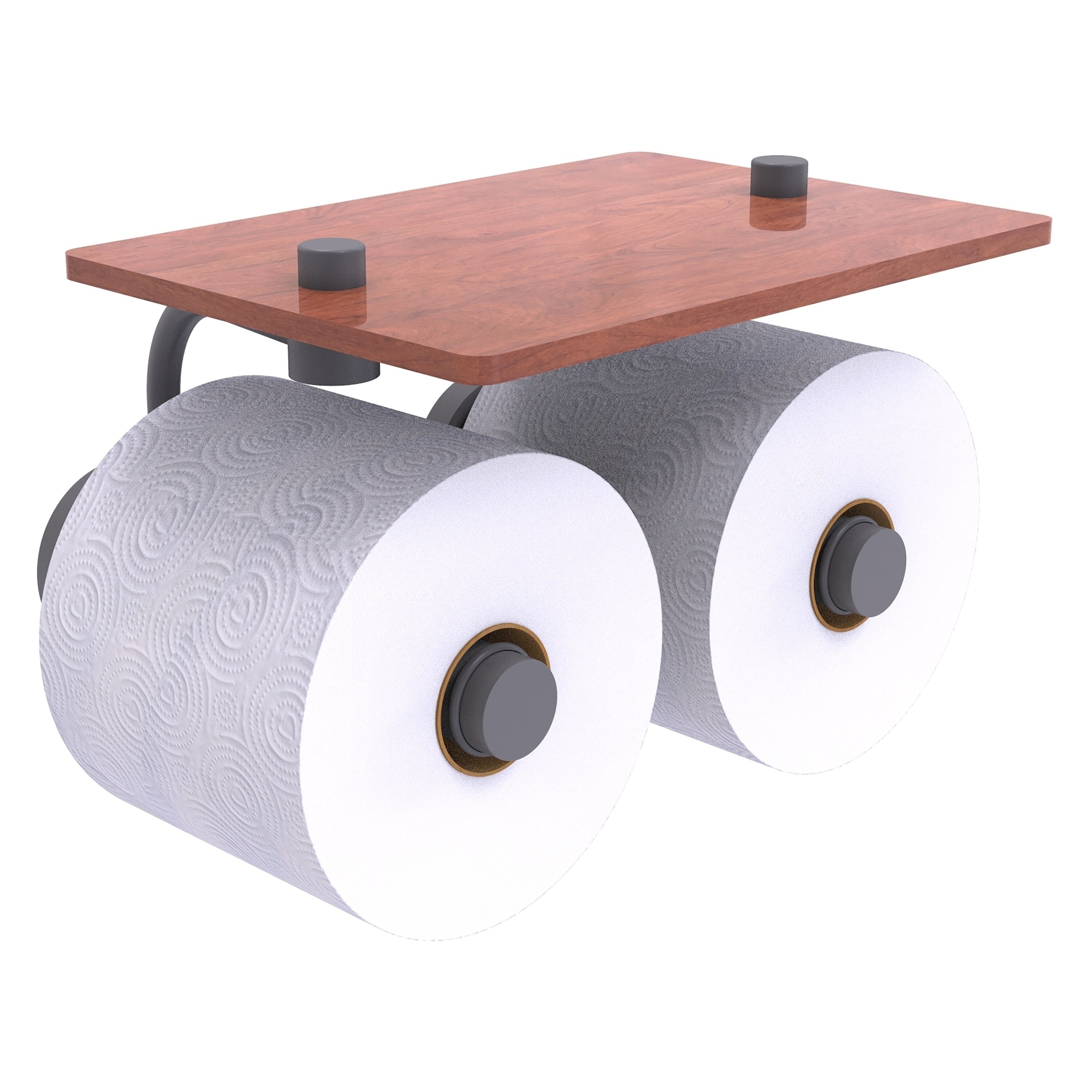 Allied Brass WP-24-2S-IRW-GYM Waverly Place Matte Gray Wall Mount Double Post Toilet Paper Holder with Storage