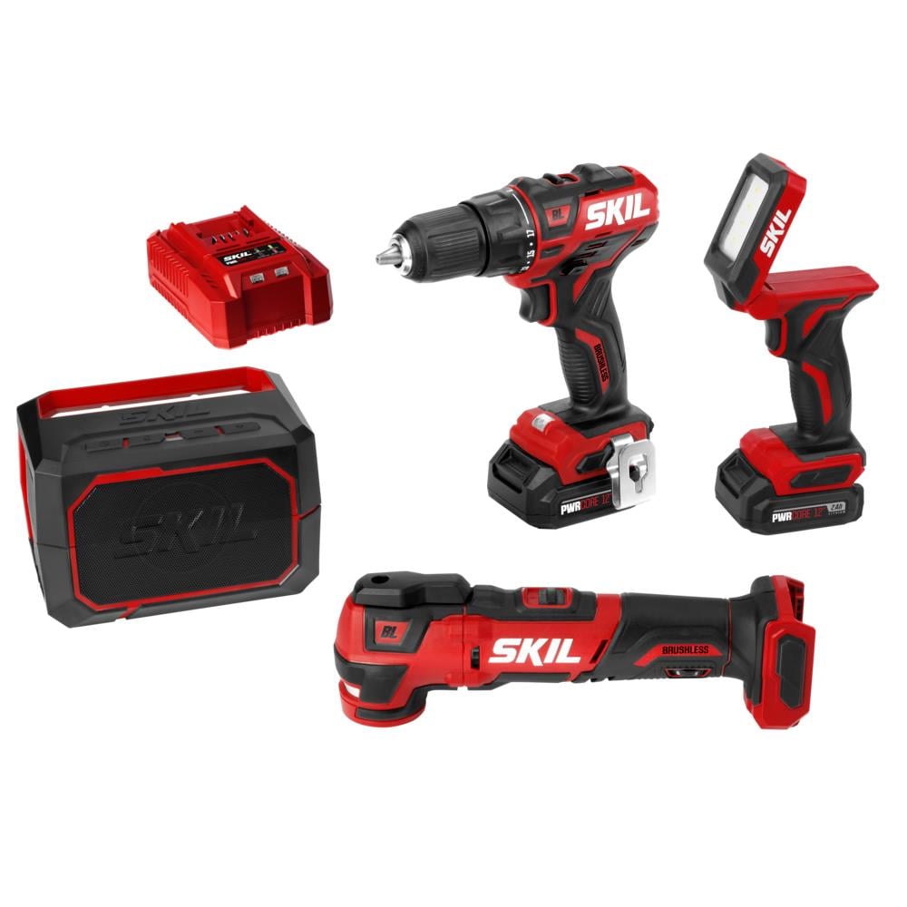 SKIL PWR CORE 12 4-Tool 12-Volt Brushless Power Tool Combo Kit Case (2-Batteries Included and Charger Included) CB738901 Uae Electronic uaeelectronic.com