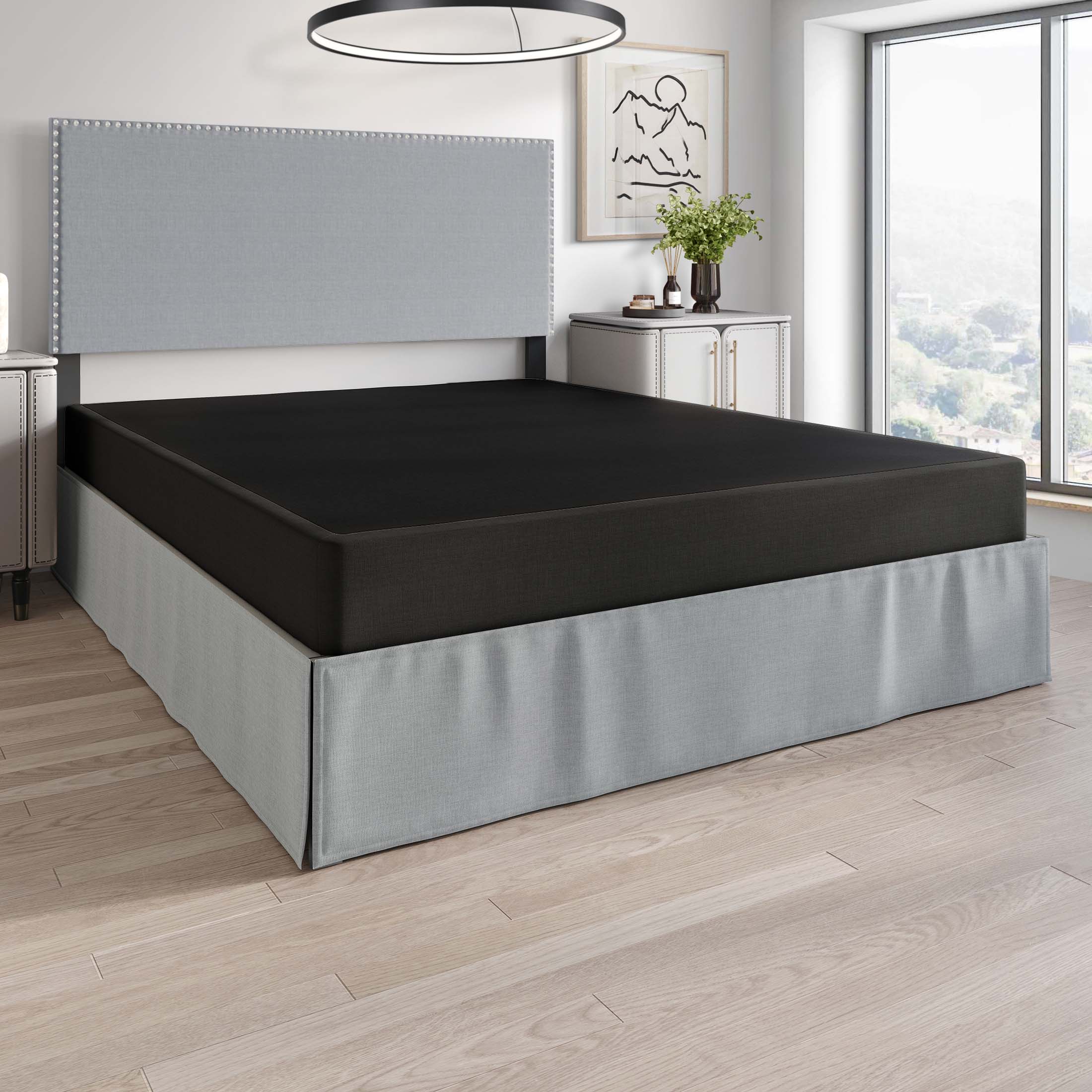 CraftPorch 5-Inch Black Metal Box Spring with Linen Cover - Queen