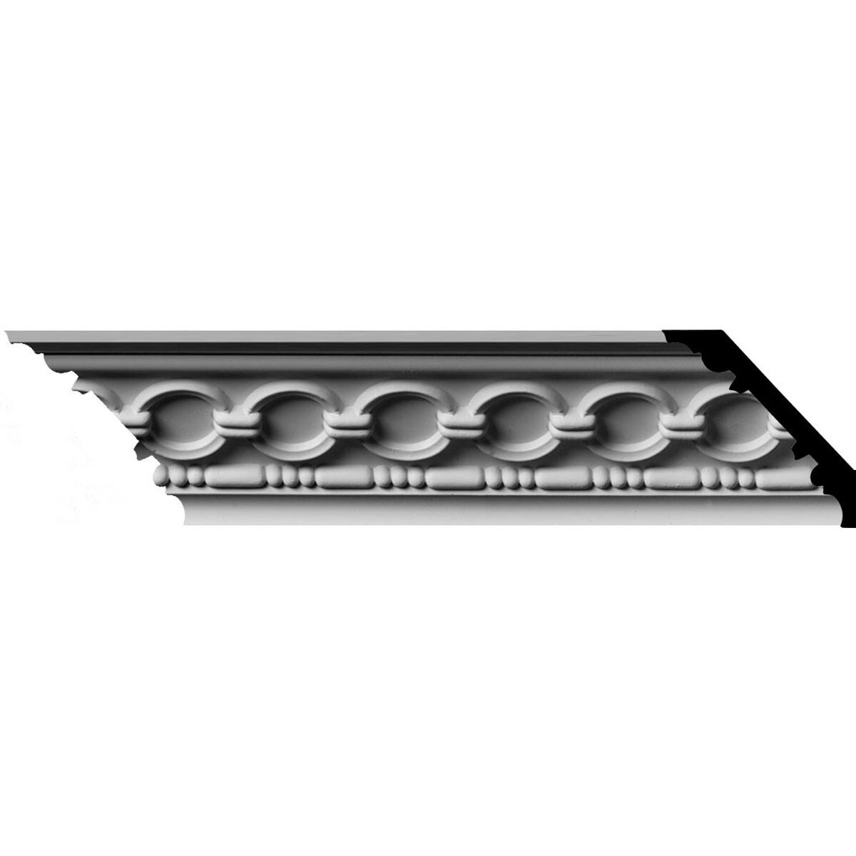 Ekena Millwork 3-1/8 in. x 3-1/8 in. x 94-1/2 in. Polyurethane Foster Coin and Bead Crown Moulding