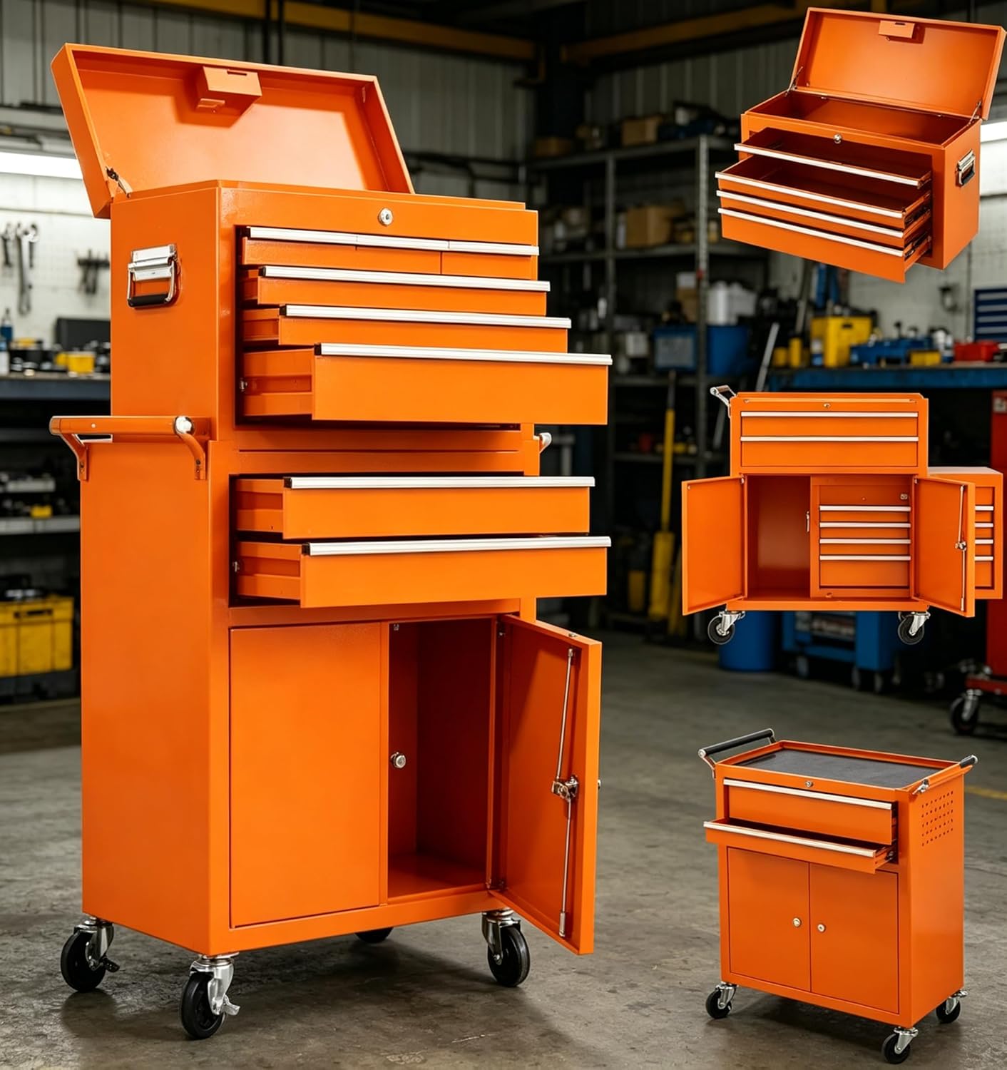 GAOMON Heavy duty rolling tool chest 8 drawer 2 in 1 detachable