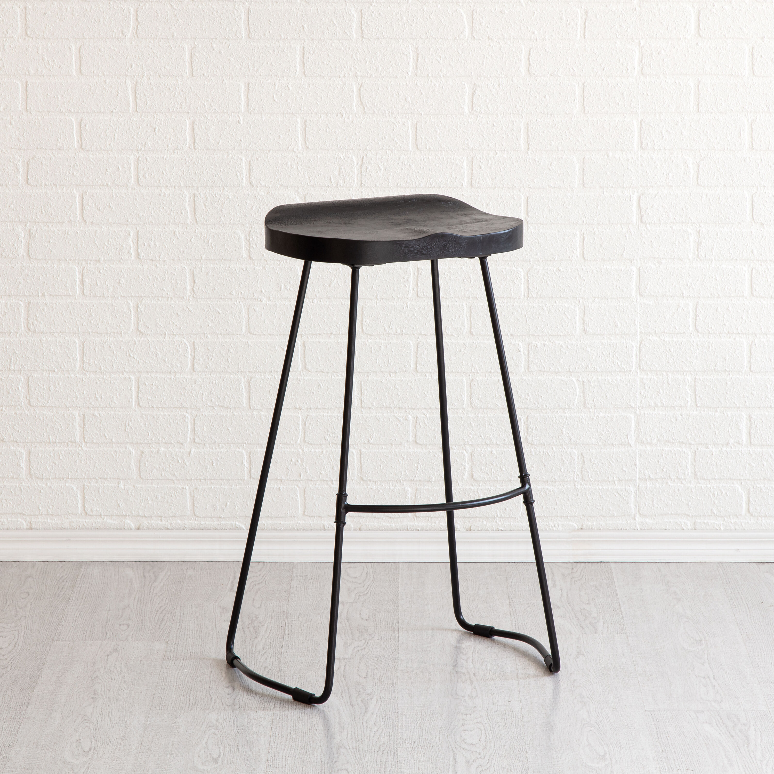 MH LONDON Bar Stools Black 30-in H Bar height Saddle Seat Metal ...