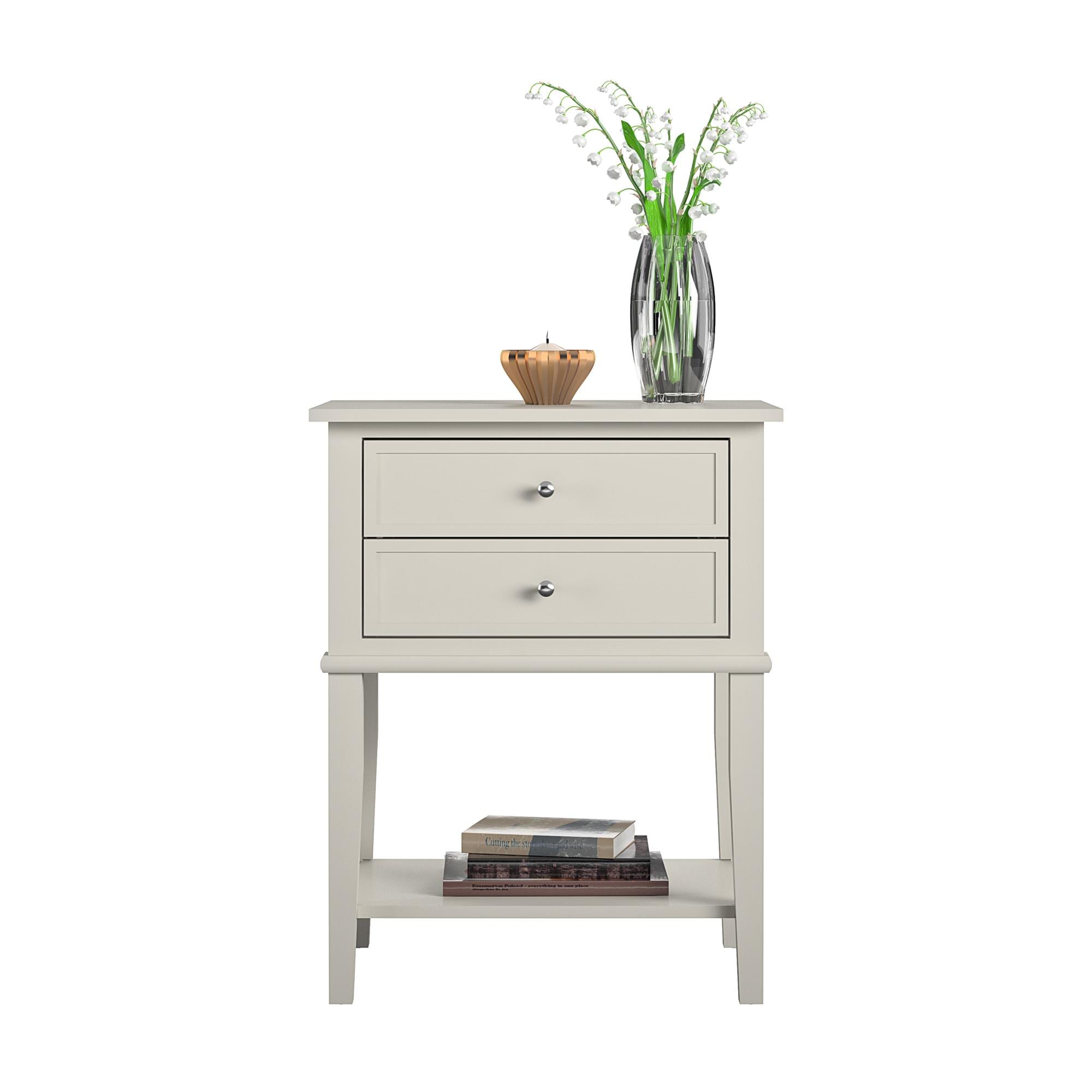 Ameriwood Home Franklin Wooden Accent Table with 2 Drawers in Taupe