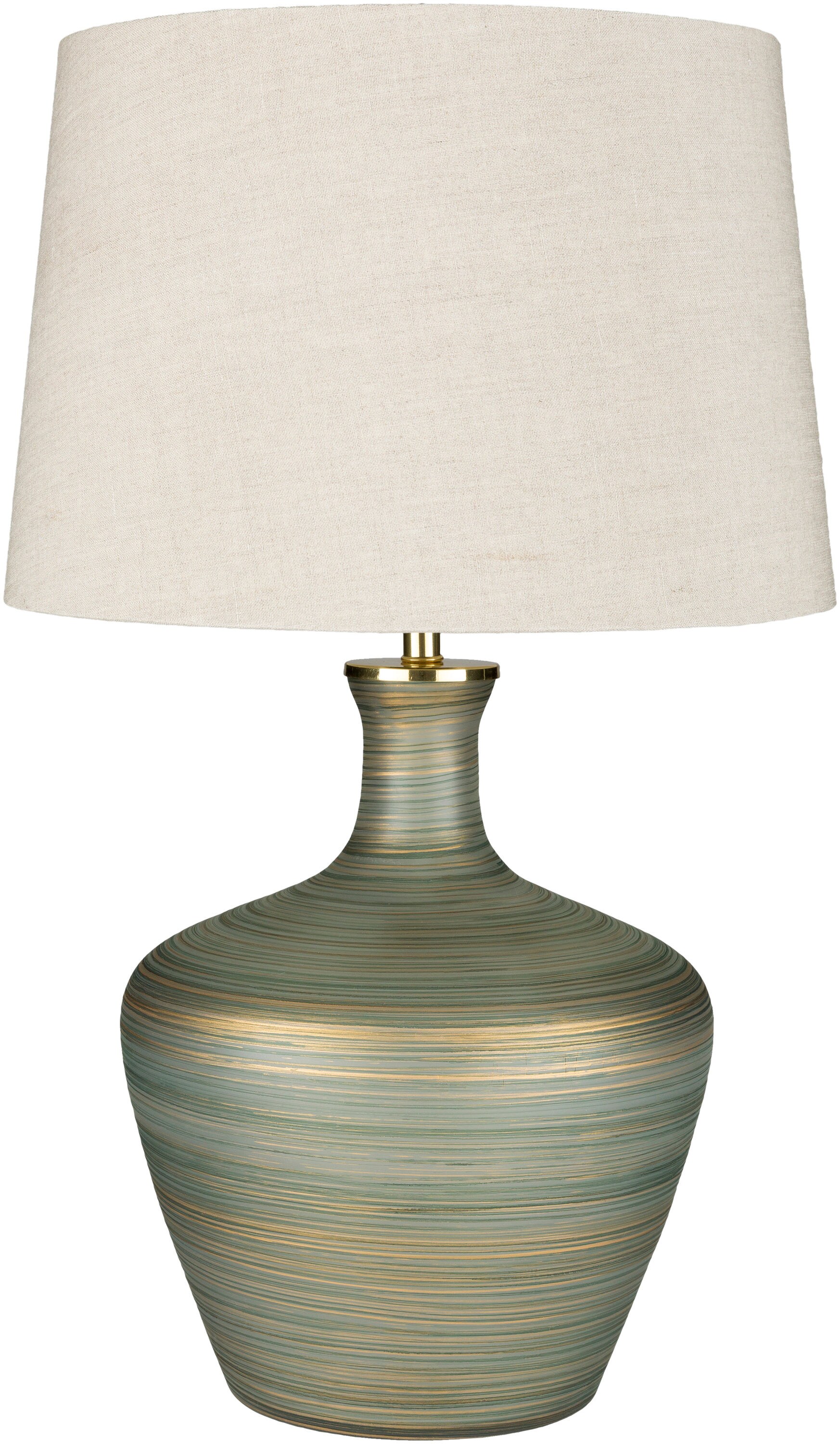 Surya OLL-001 Ollie 27.5-in Emerald 3-way Table Lamp with Fabric Shade