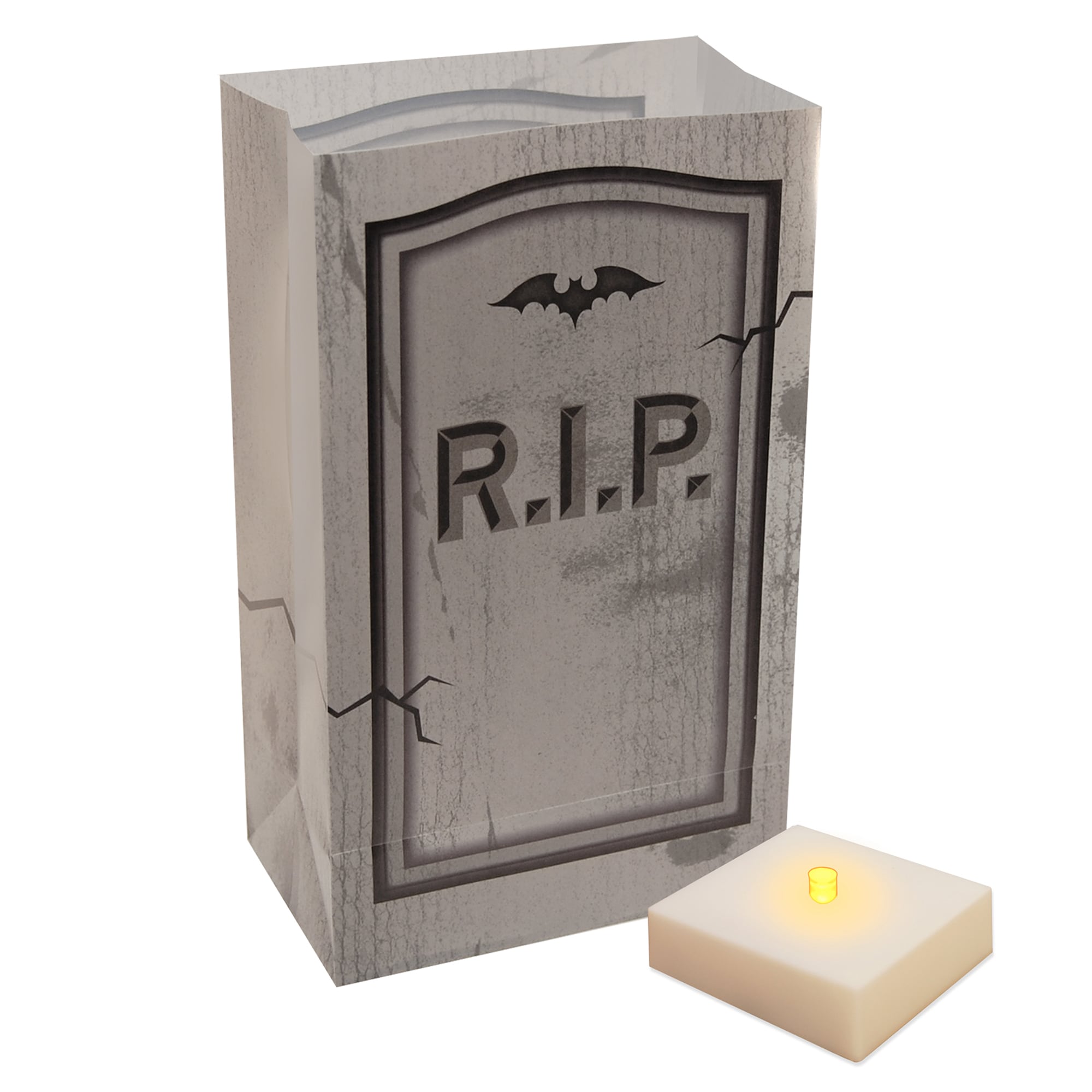 LumaBase 77606 0.83-ft Freestanding Lighted Tombstone Luminaria 6 -Pack