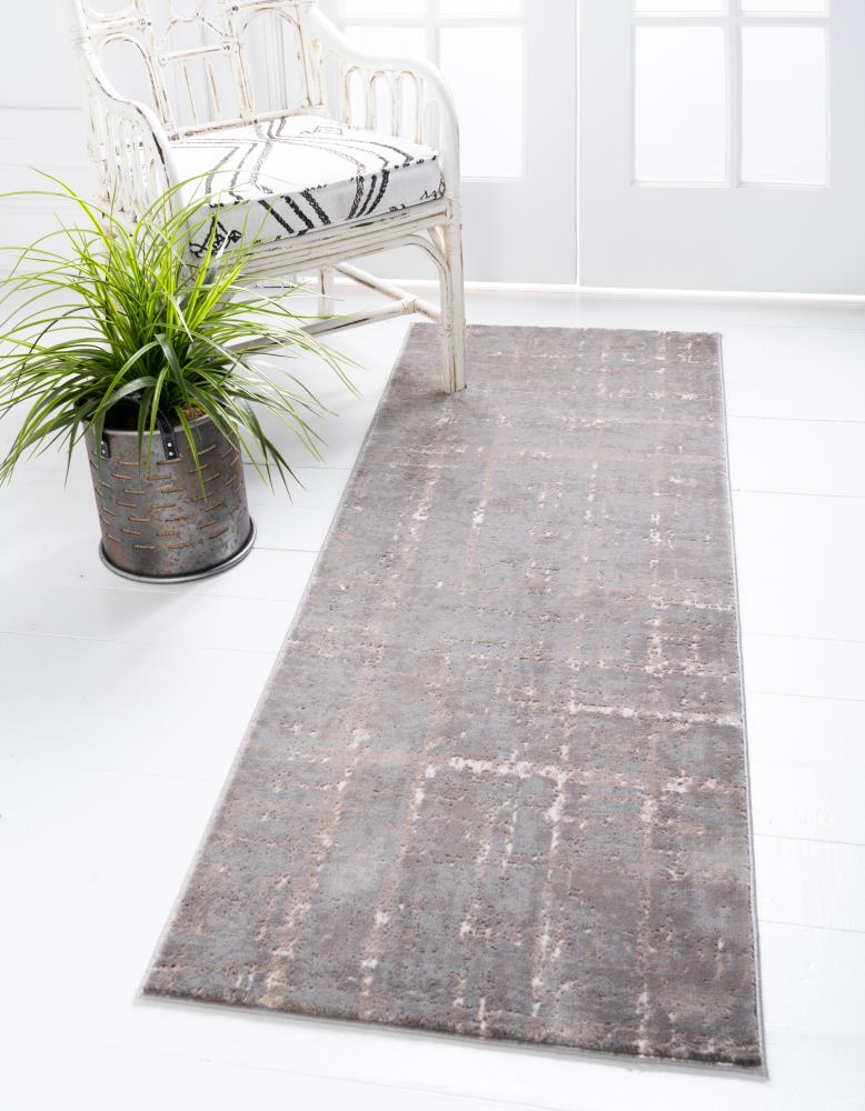 Unique Loom 3141146 Jill Zarin Lexington Avenue Uptown 2 x 6 (ft) Loomed Polypropylene Gray Rectangular Indoor Stripe Industrial Runner rug