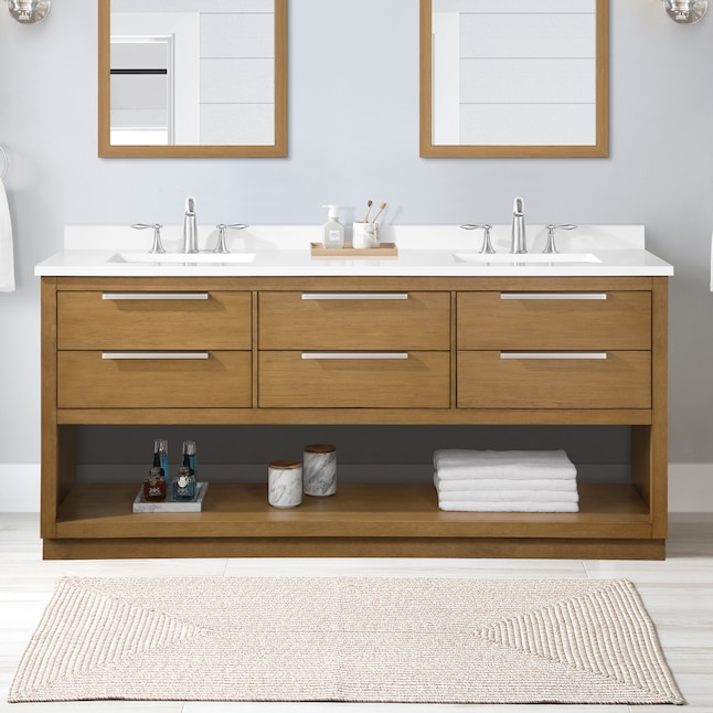 Double Sink Bathroom Vanity, Install Vanity Backsplash On Uneven Wall