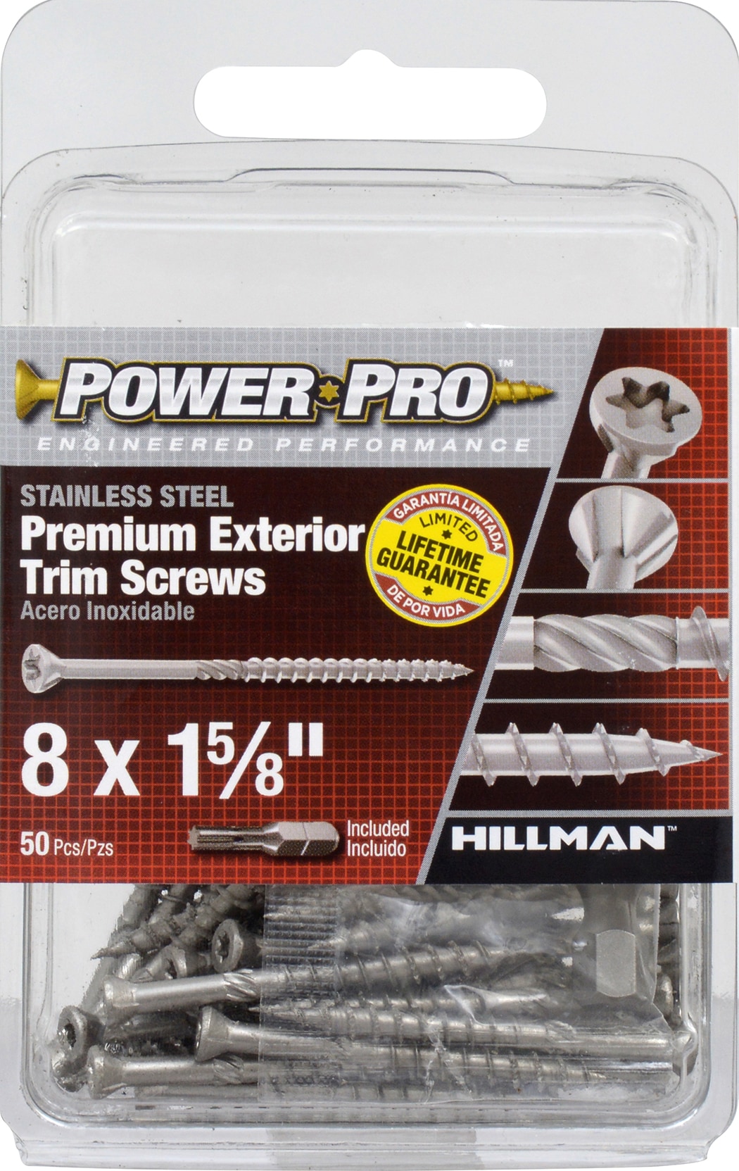 Power Pro 42506 #8 x 1-5/8-in Stainless steel Interior/Exterior Trim screws ( 50 -Per Box )