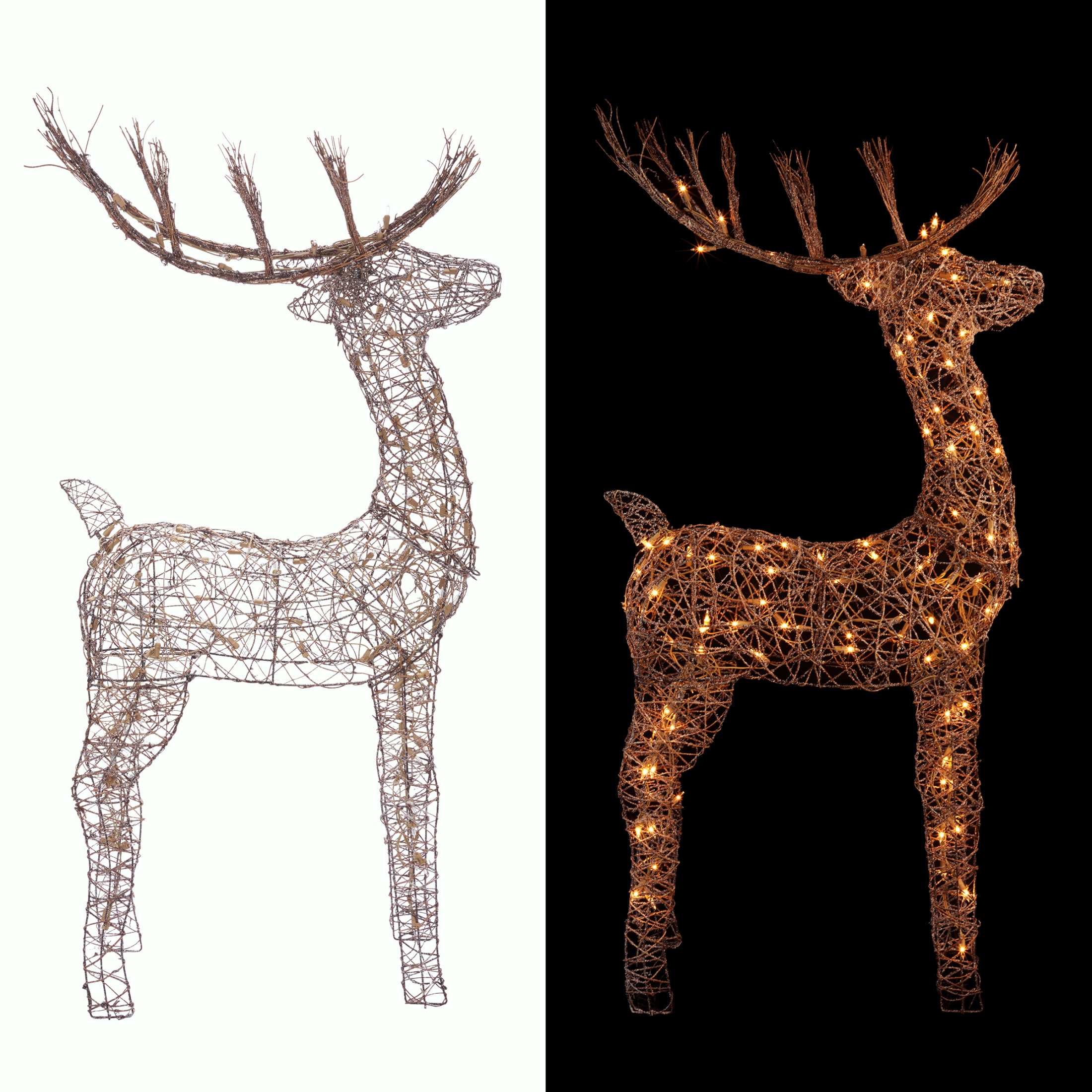 Alpine Corporation AUH163L 49-in Freestanding Reindeer Yard decoration with White Incandescent Lights